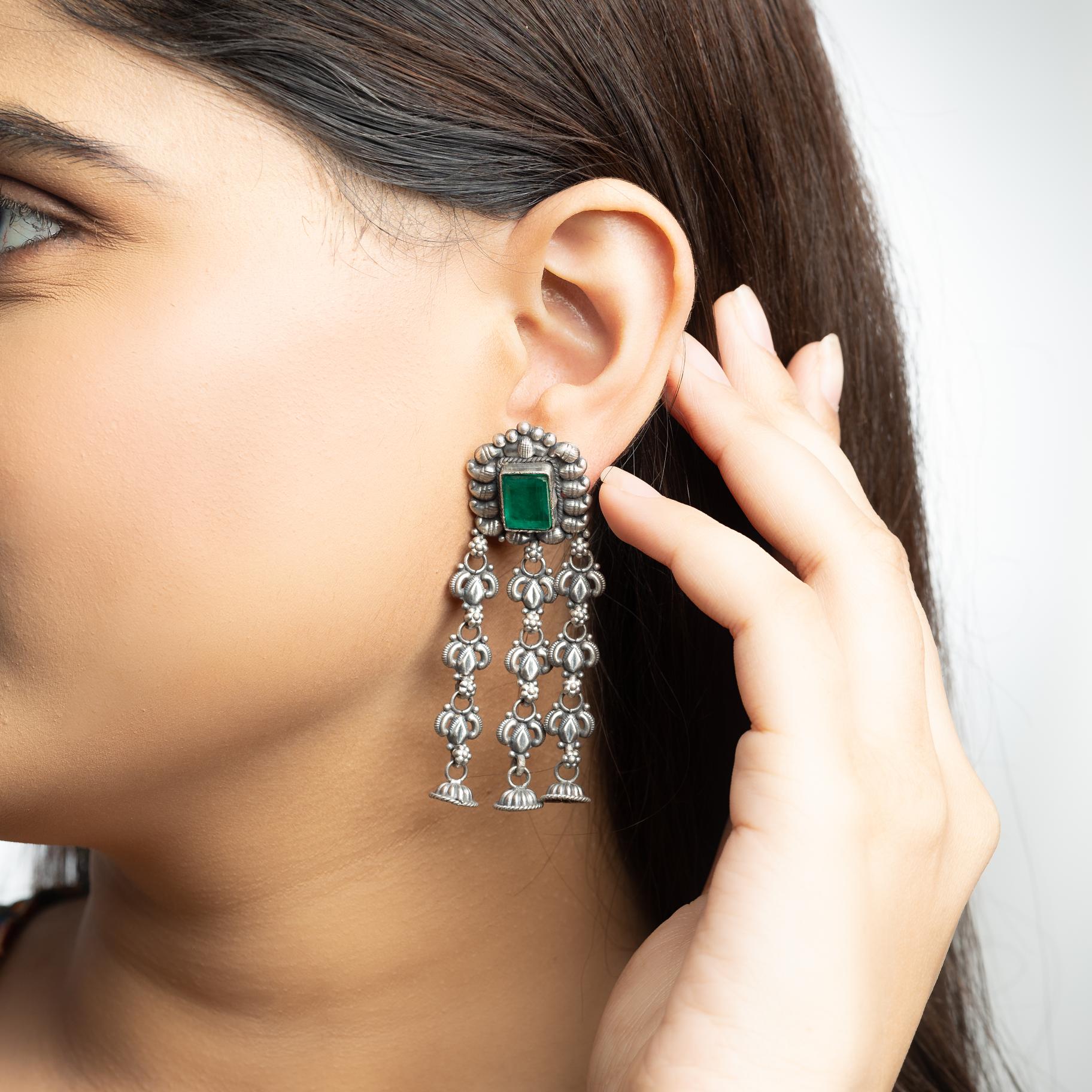 Vintage Oxidized Long Dangler Earring