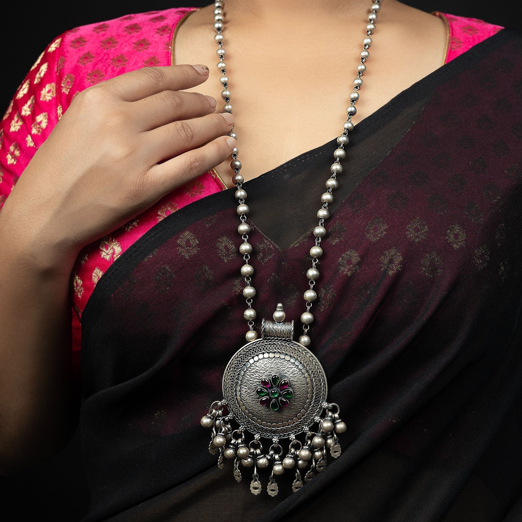 Alluring Disc Designer Long Necklace silverhousebyrj