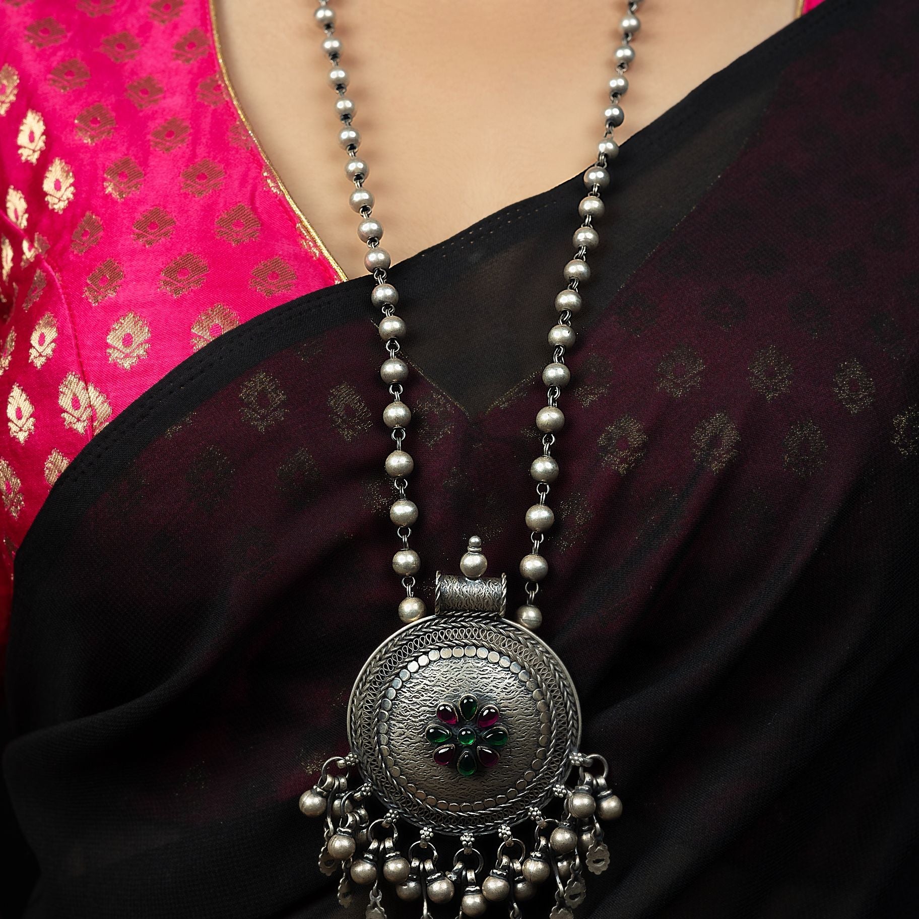 Alluring Disc Designer Long Necklace silverhousebyrj