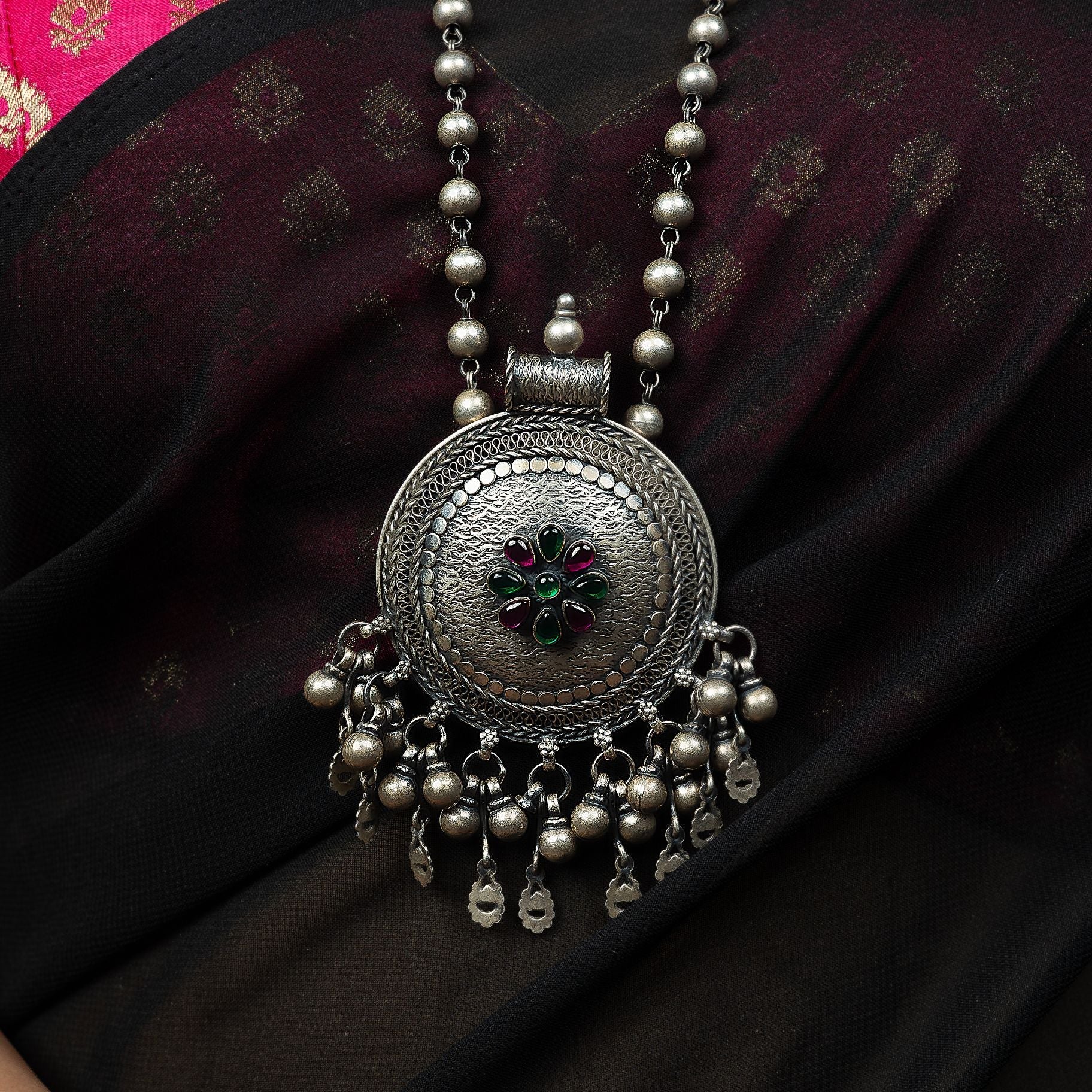 Alluring Disc Designer Long Necklace silverhousebyrj