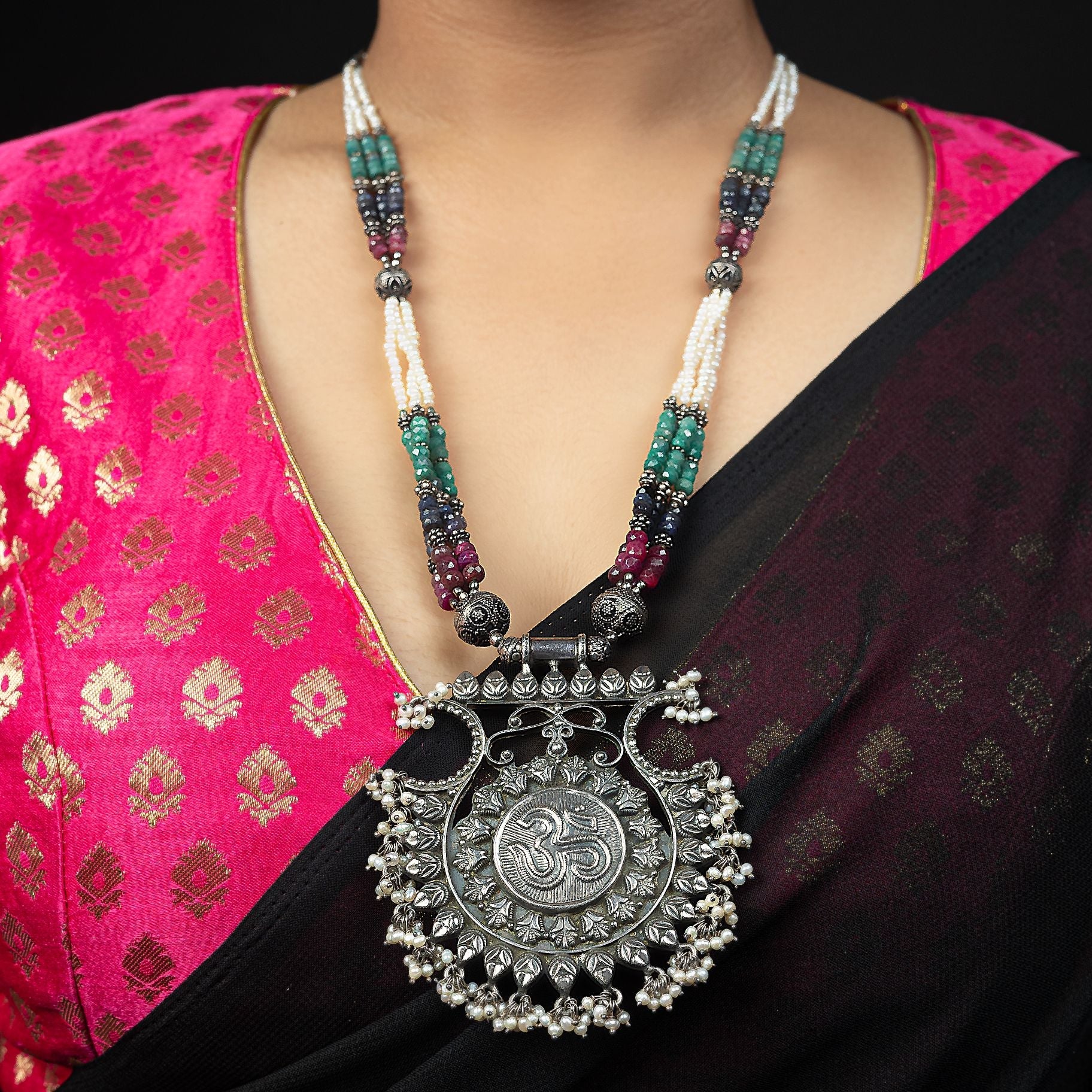Alluring Necklace Set With Colourful Moti Mala silverhousebyrj