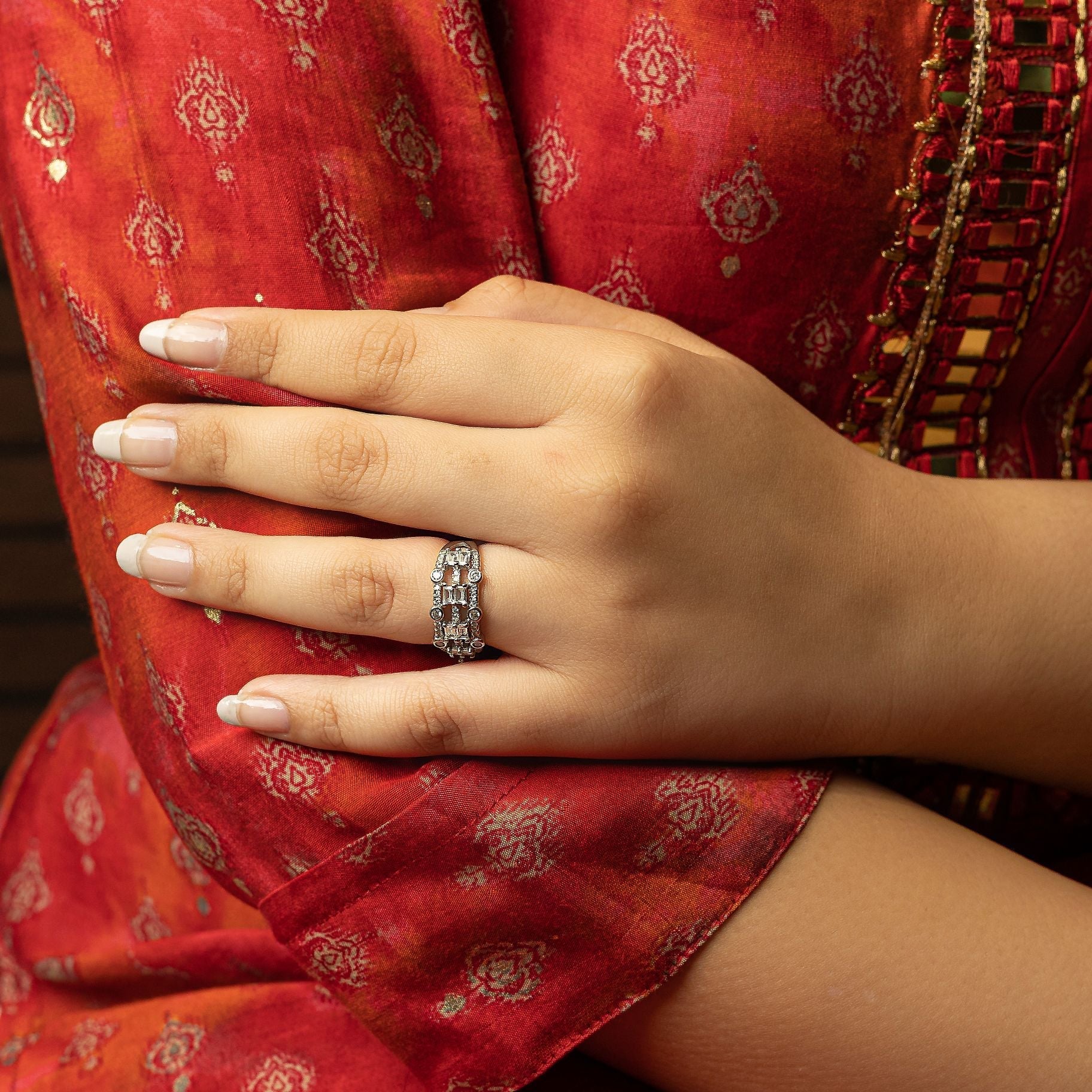 Alluring Stone Studded Band Ring silverhousebyrj