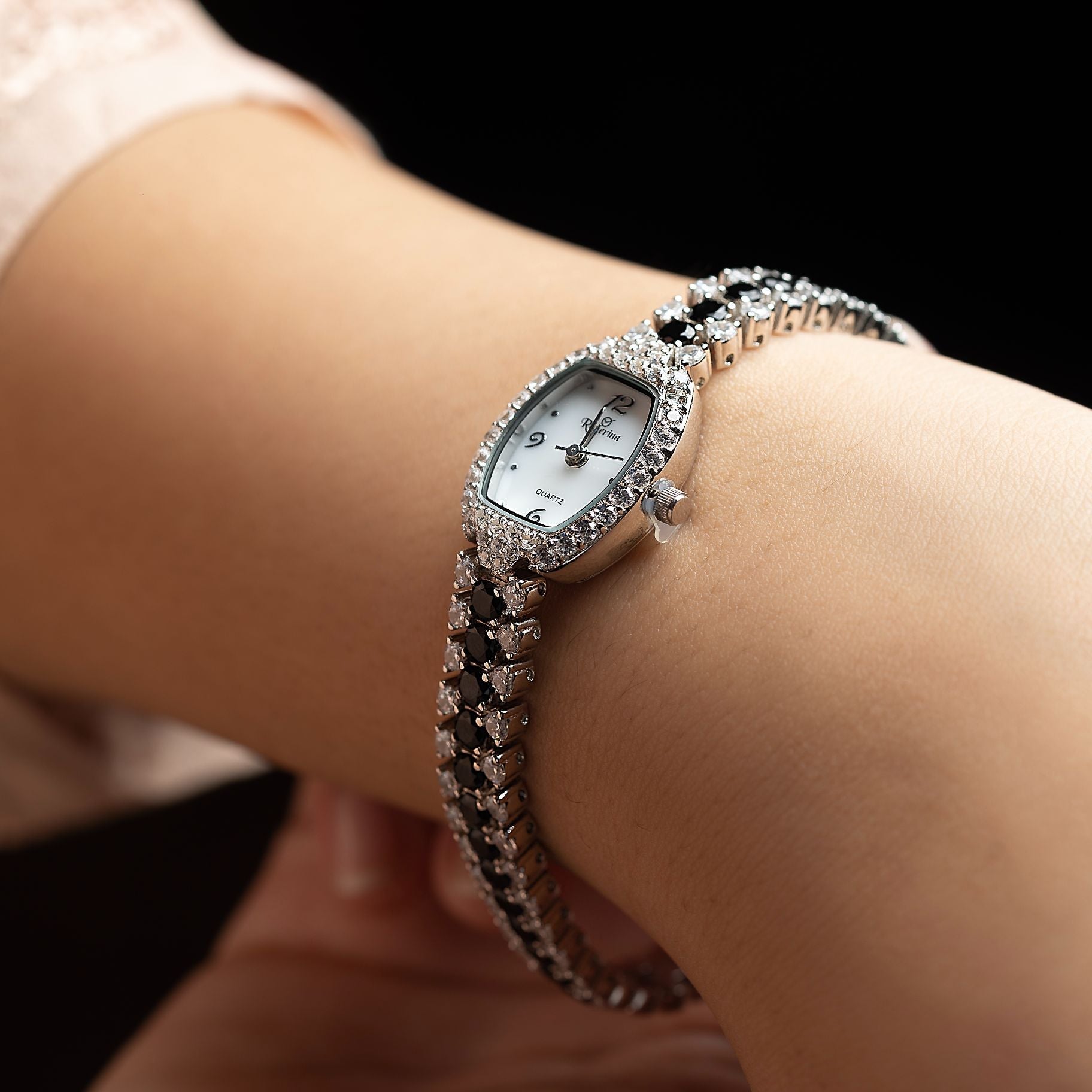 Alluring wrist watch with Studded American Diamond silverhousebyrj