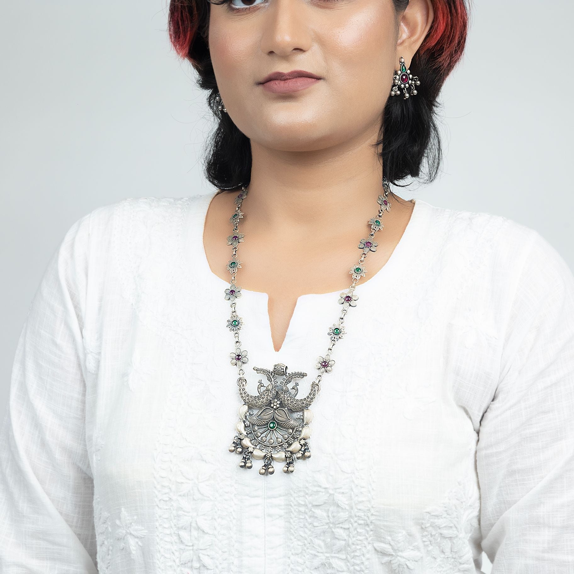 Antique Designer Necklace With Elegant Chain Set silverhousebyrj