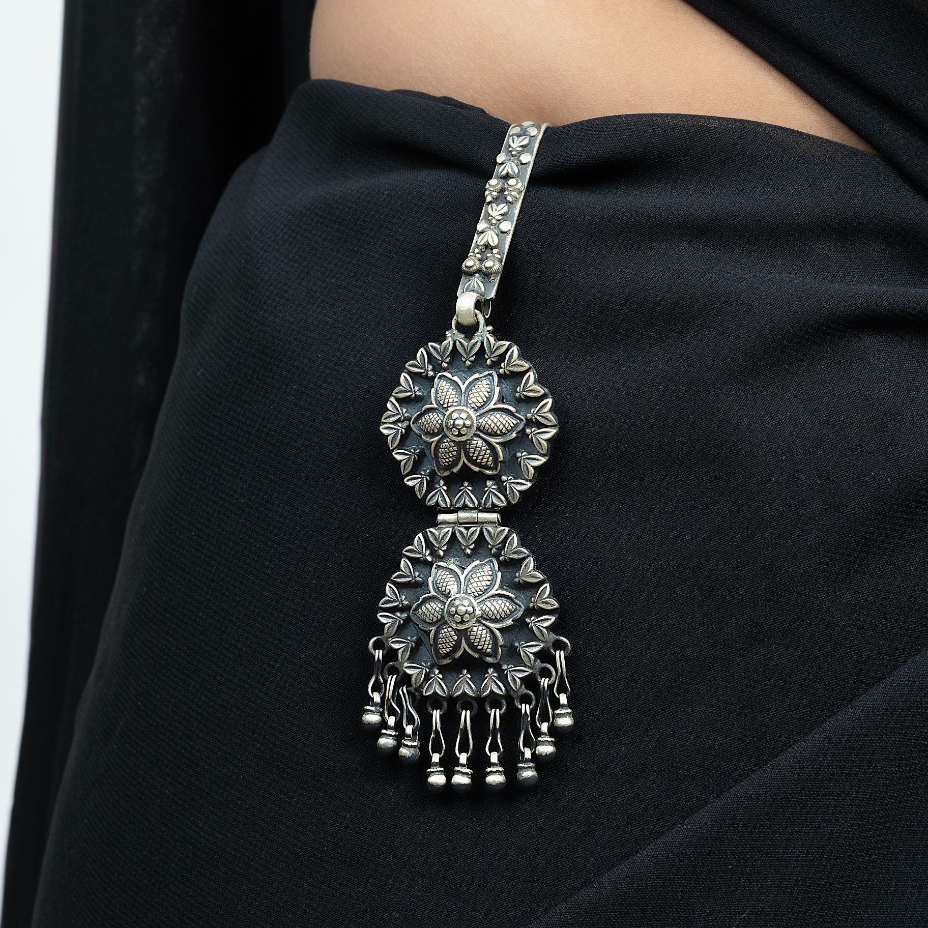 Antique Dual Disc Shaped With Hanging Ghungroos Waist Keychain silverhousebyrj