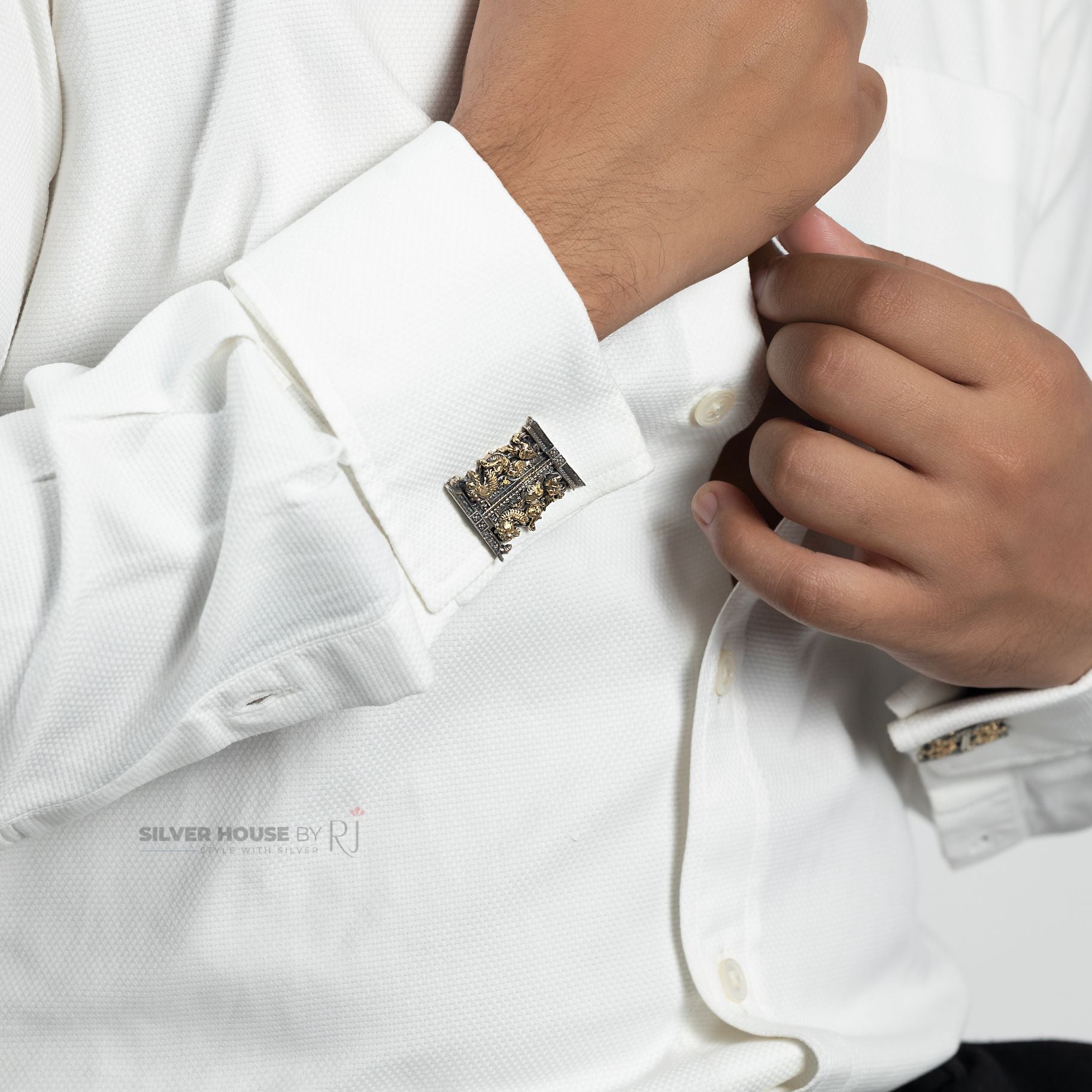 Antique 	Dual Tone Cufflinks silverhousebyrj