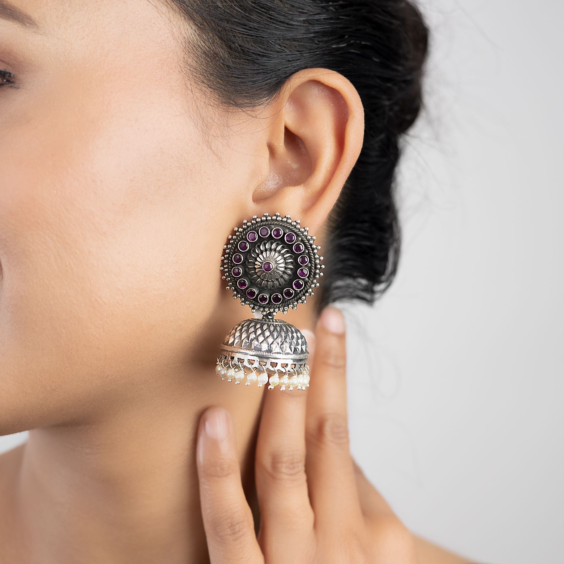 Antique Jhumka Earrings with Pearl Beads silverhousebyrj