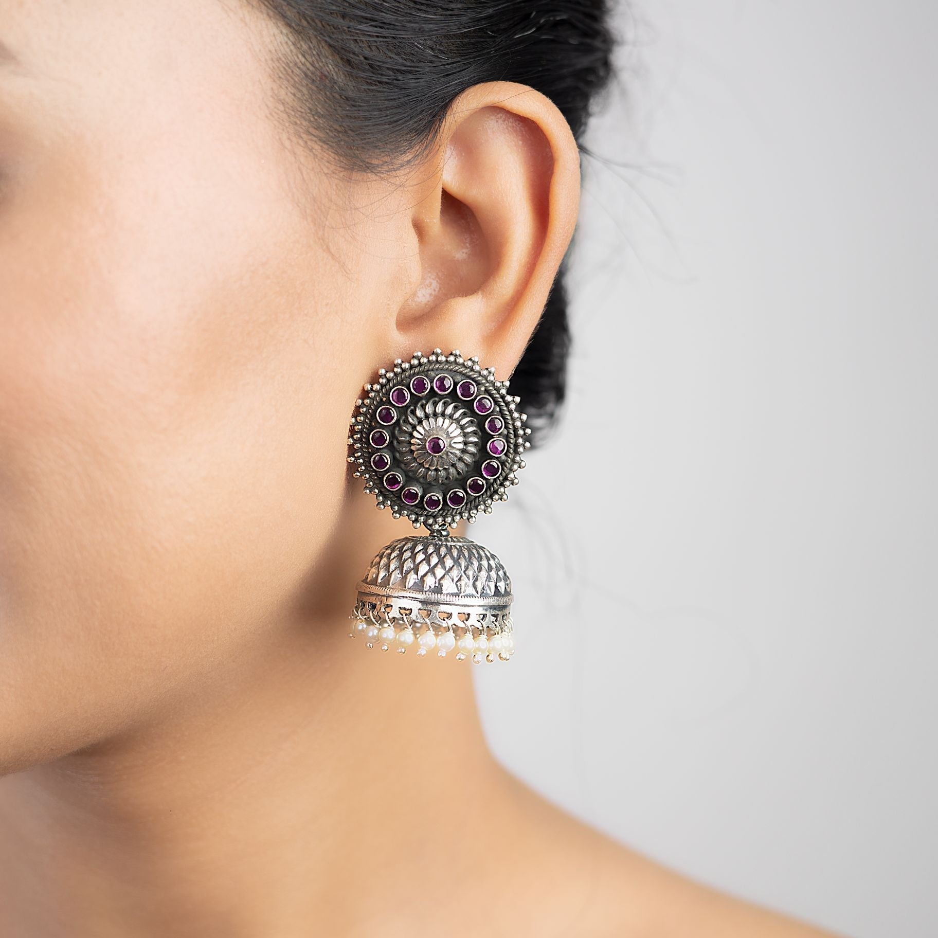 Antique Jhumka Earrings with Pearl Beads silverhousebyrj