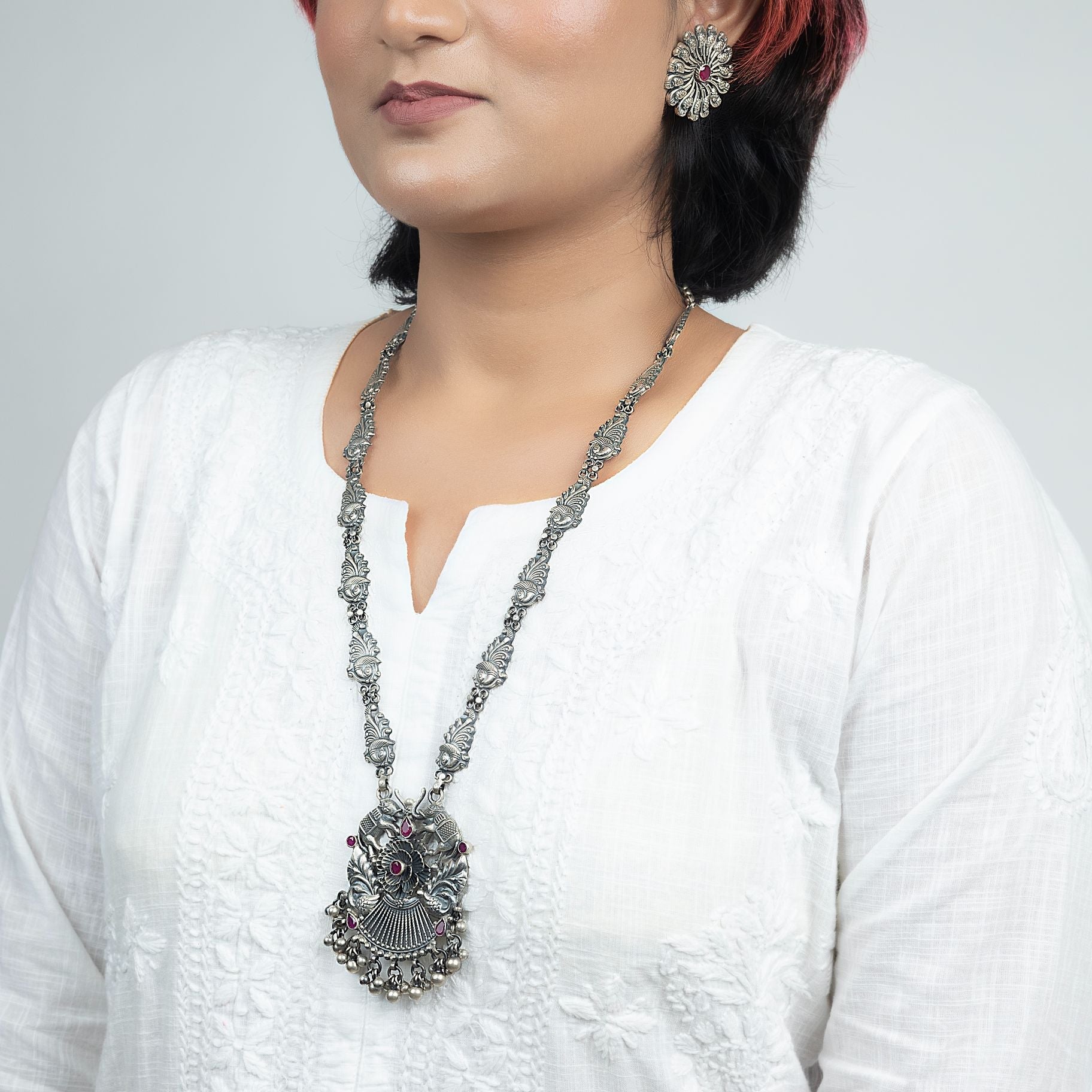 Antique Long Necklace With Elegant Chain Set silverhousebyrj