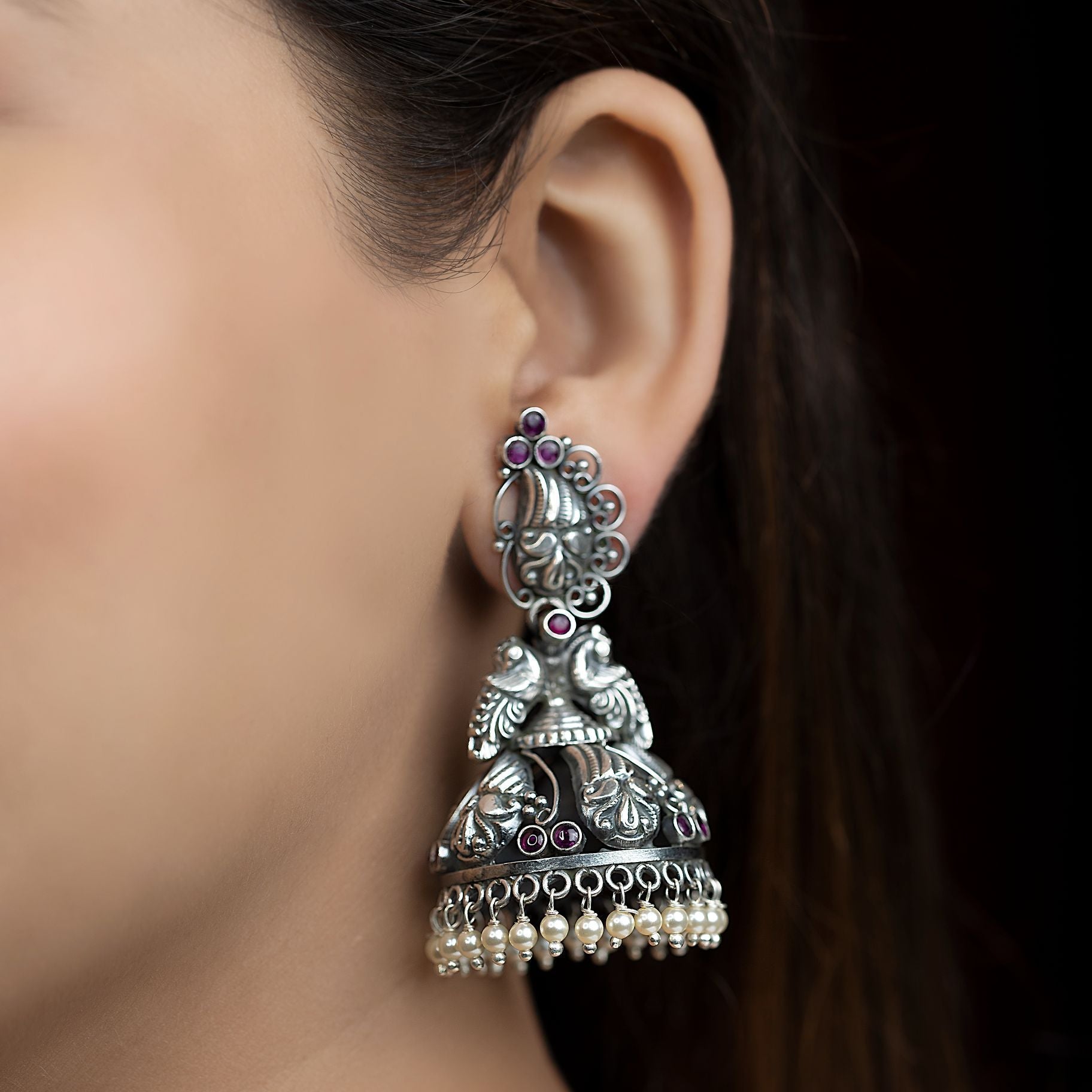 Antique Mayur Jhumka silverhousebyrj