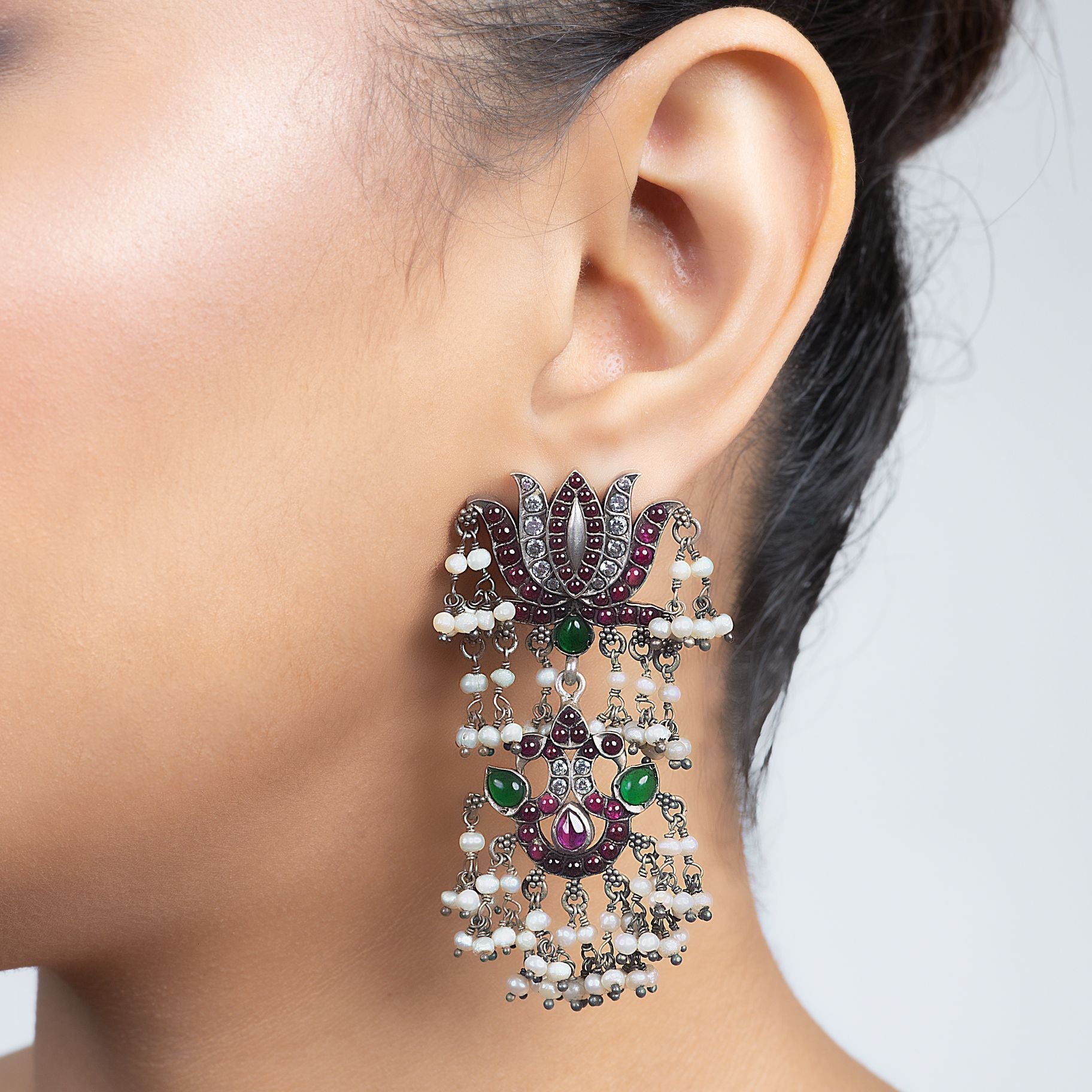 Antique Sterling Silver Lotus Earrings silverhousebyrj