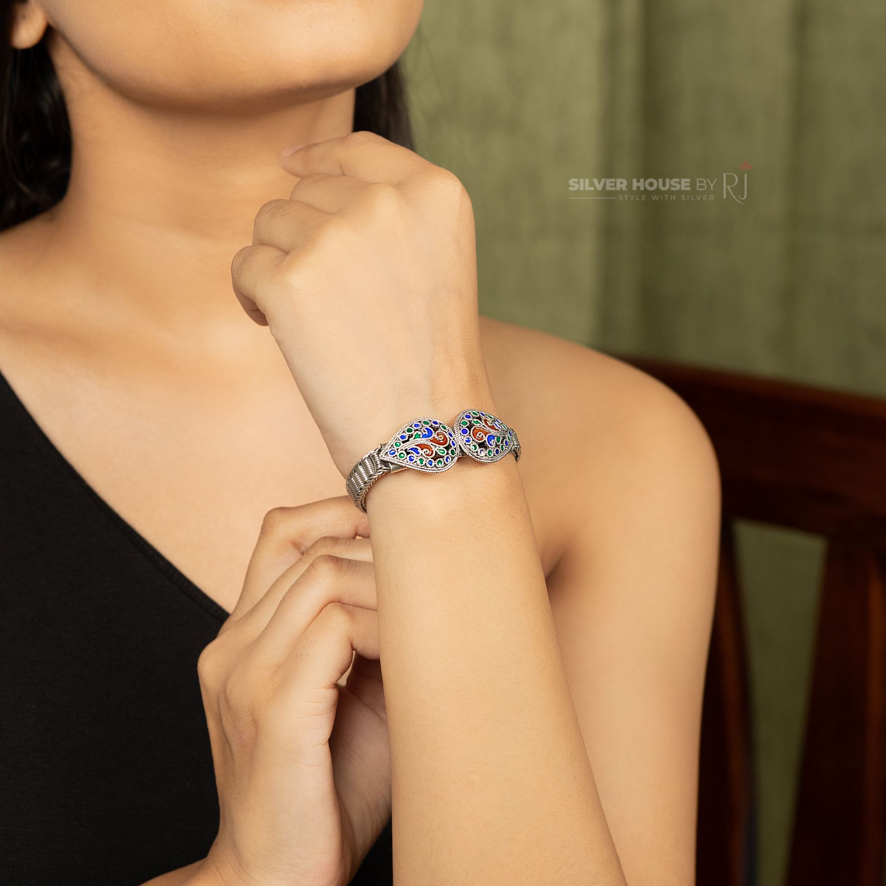 Artistic Designer Meenakari Worked Italian Bracelet silverhousebyrj
