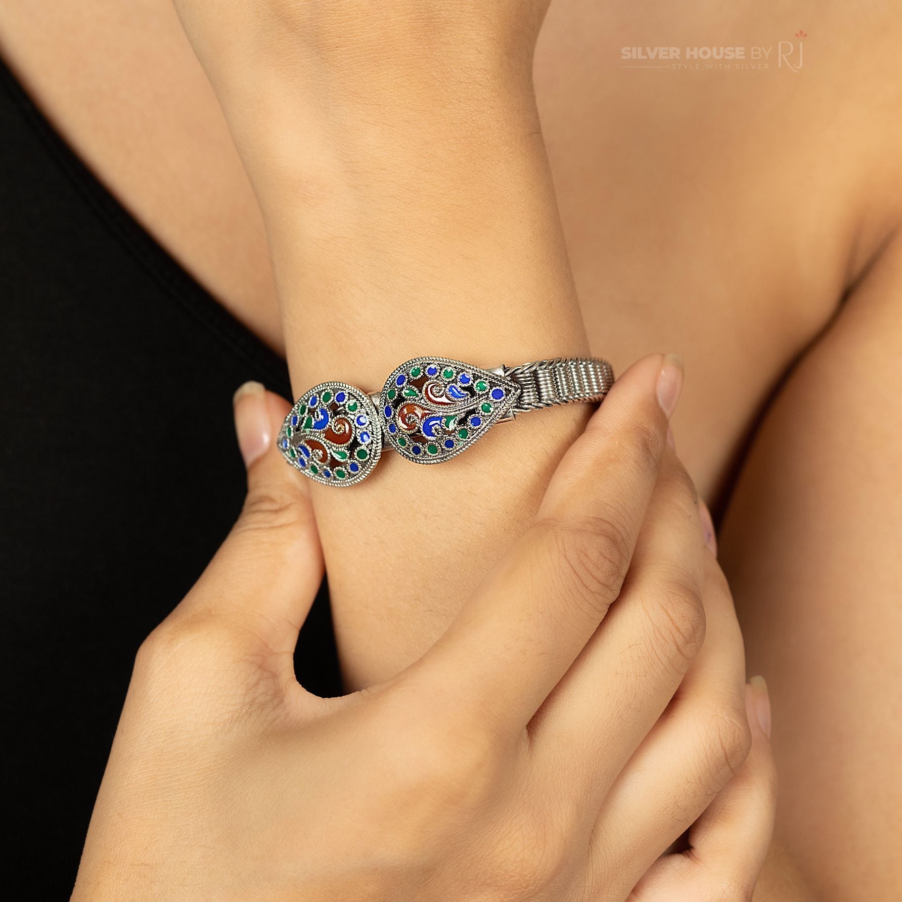 Artistic Designer Meenakari Worked Italian Bracelet silverhousebyrj