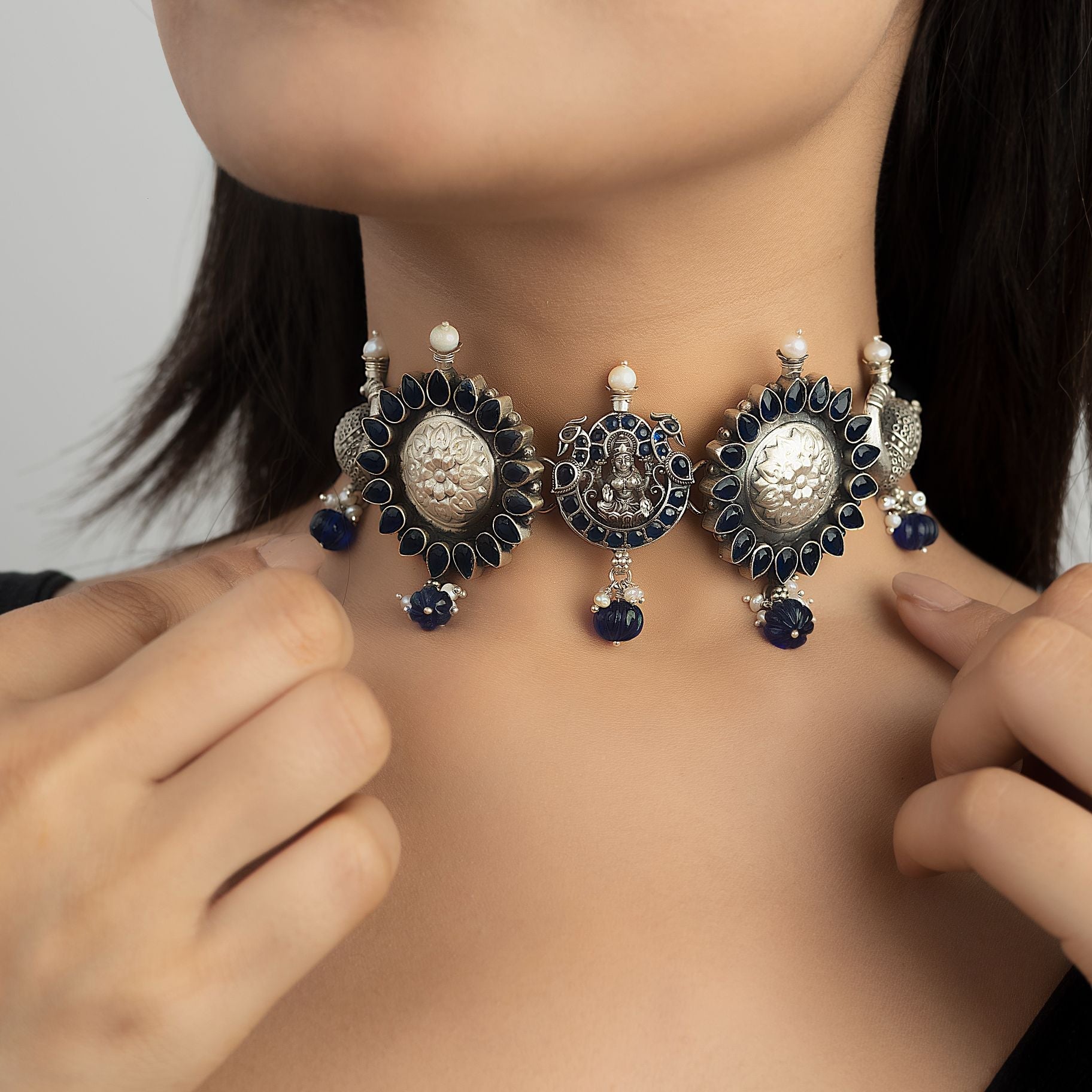 Artistic Peacock with Laxmi ji Choker silverhousebyrj