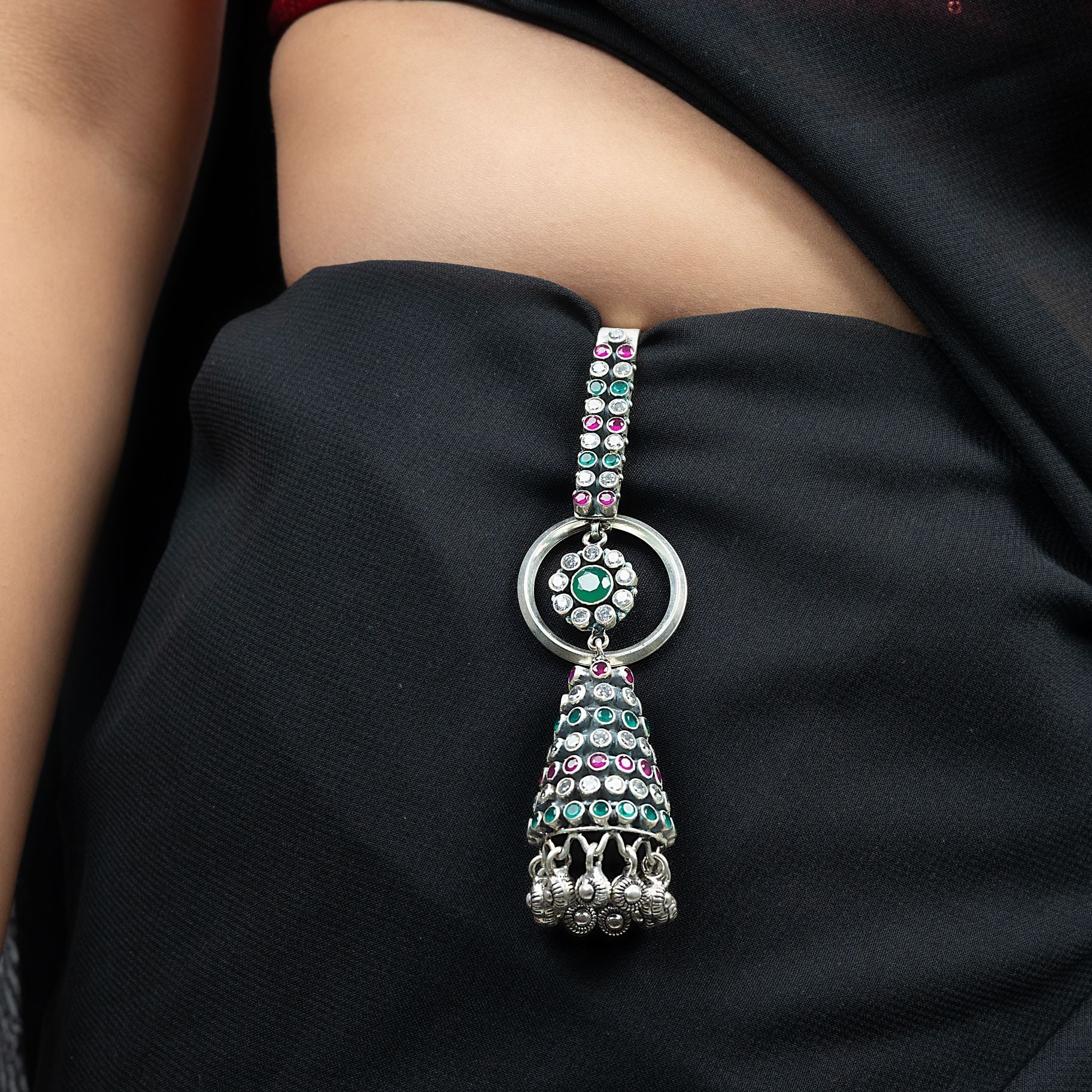 Attractive Cone Shaped Stone Studded Waist Keychain silverhousebyrj