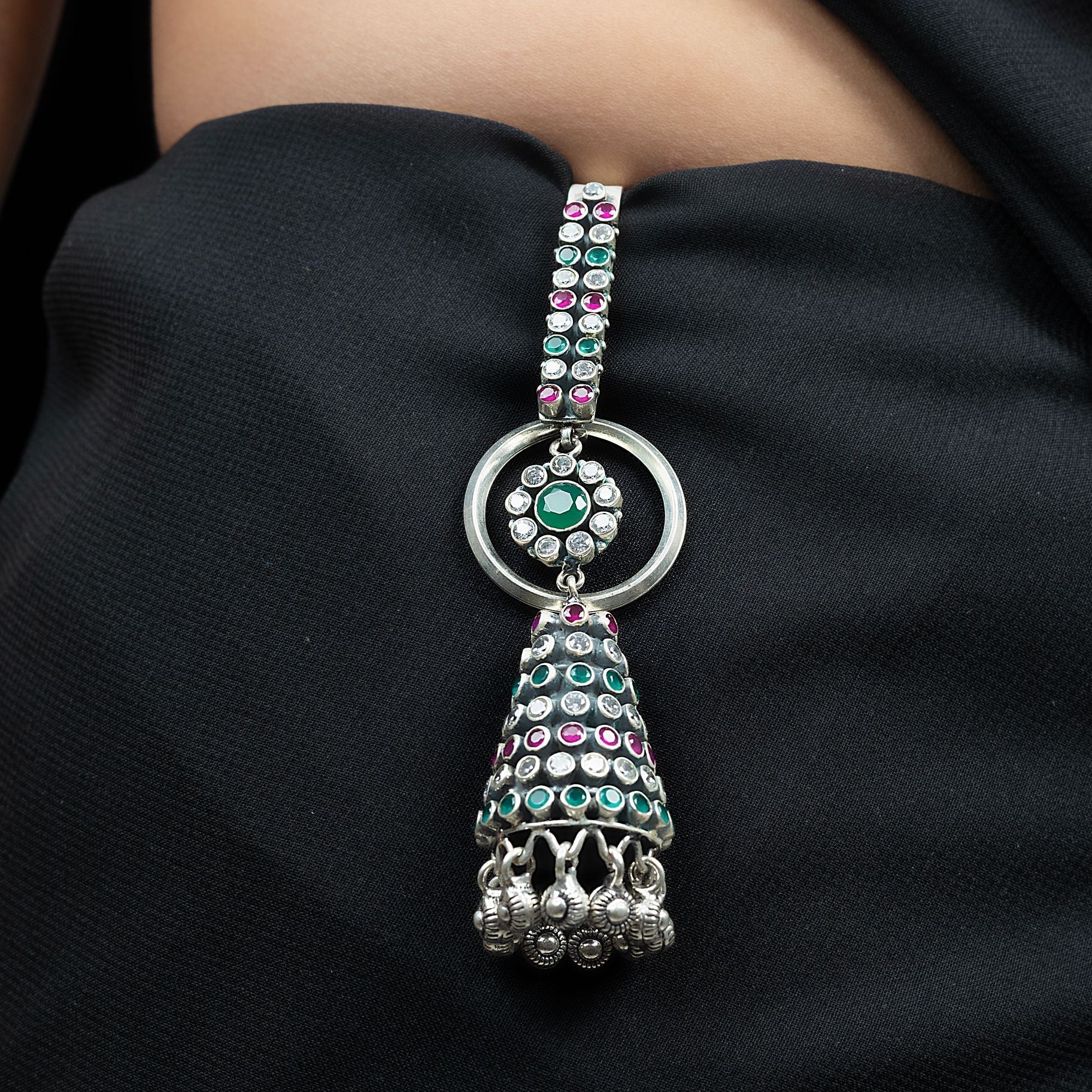 Attractive Cone Shaped Stone Studded Waist Keychain silverhousebyrj