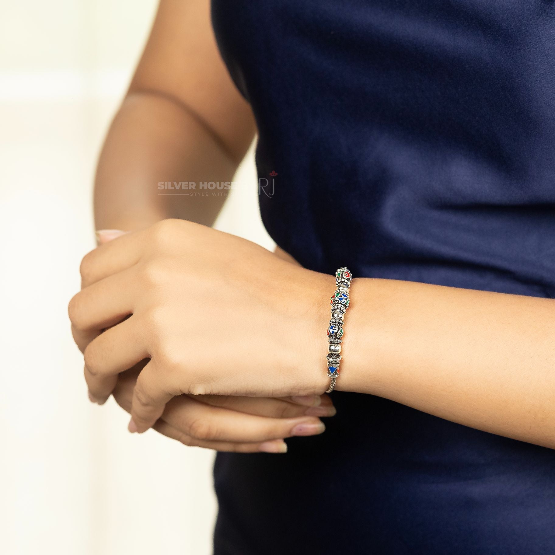 Attractive Italian Bracelet With Coloured Beads silverhousebyrj