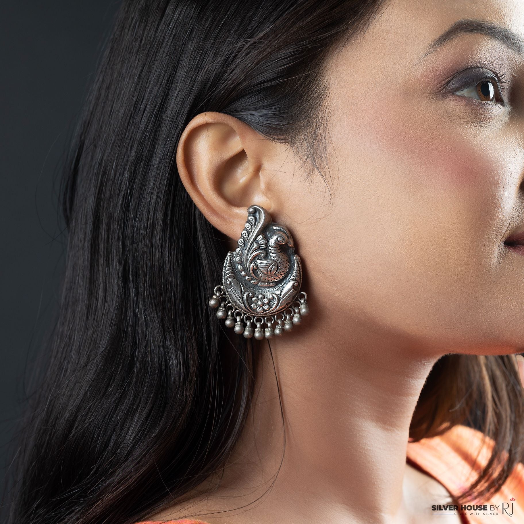 Attractive Mayur Earring With Hanging Ghungaroo silverhousebyrj