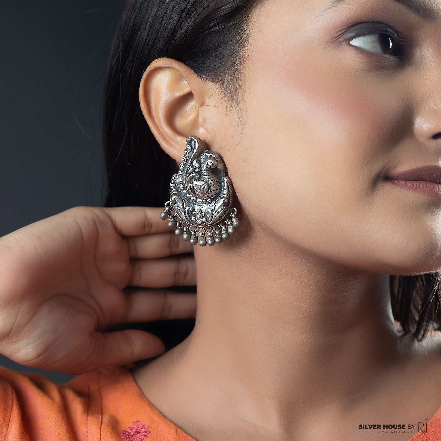 Attractive Mayur Earring With Hanging Ghungaroo silverhousebyrj
