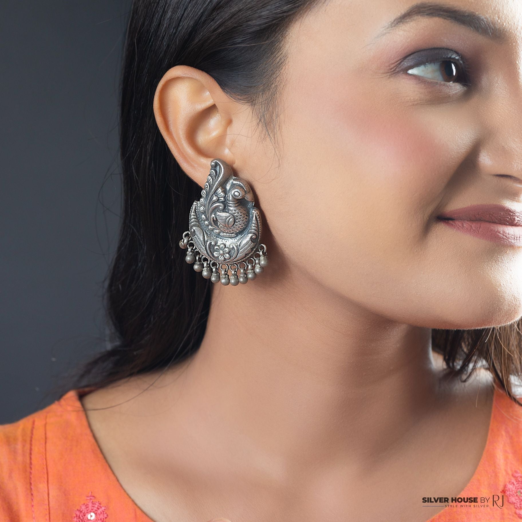 Attractive Mayur Earring With Hanging Ghungaroo silverhousebyrj