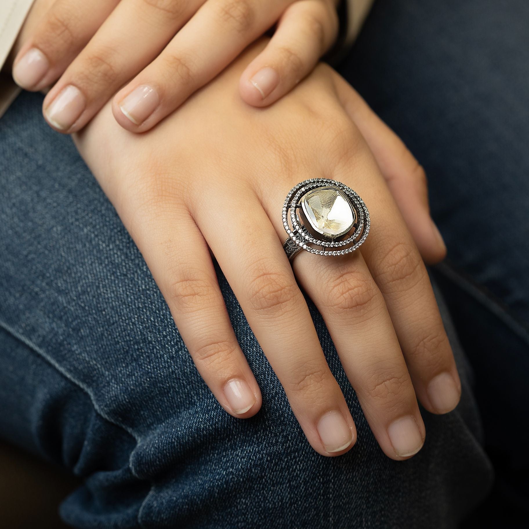 Attractive Polki Statement Ring silverhousebyrj