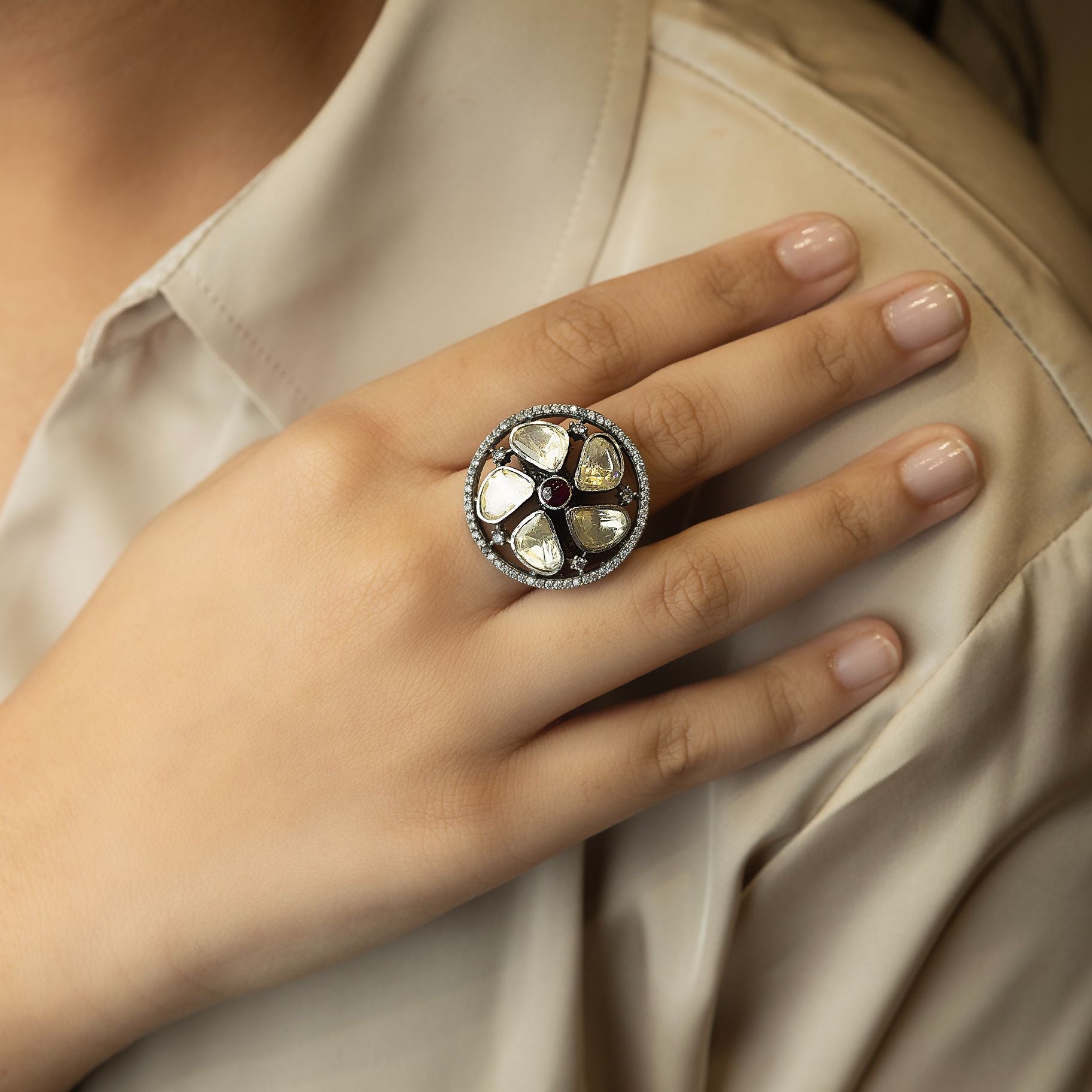 Authentic Flory Polki Statement Ring silverhousebyrj