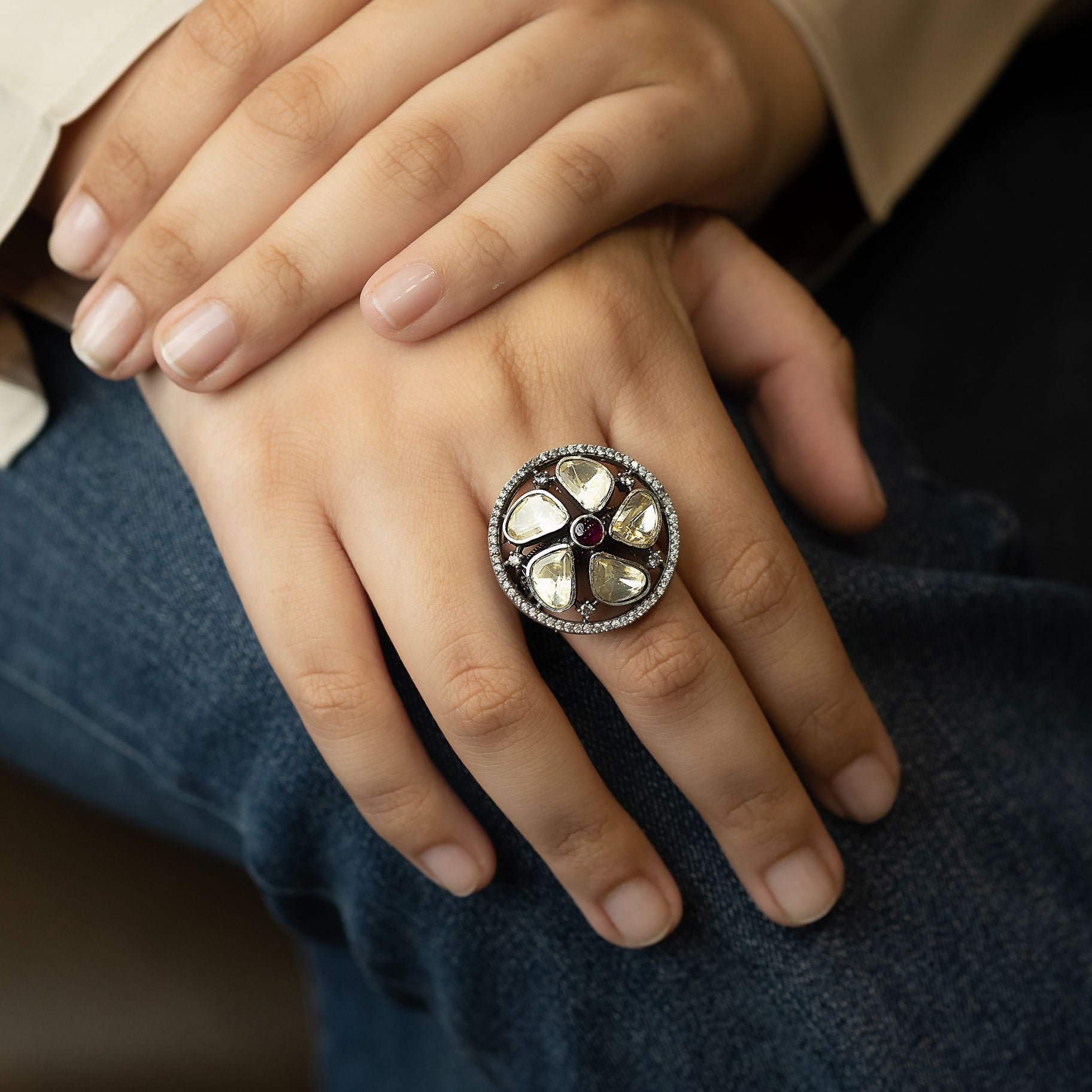 Authentic Flory Polki Statement Ring silverhousebyrj