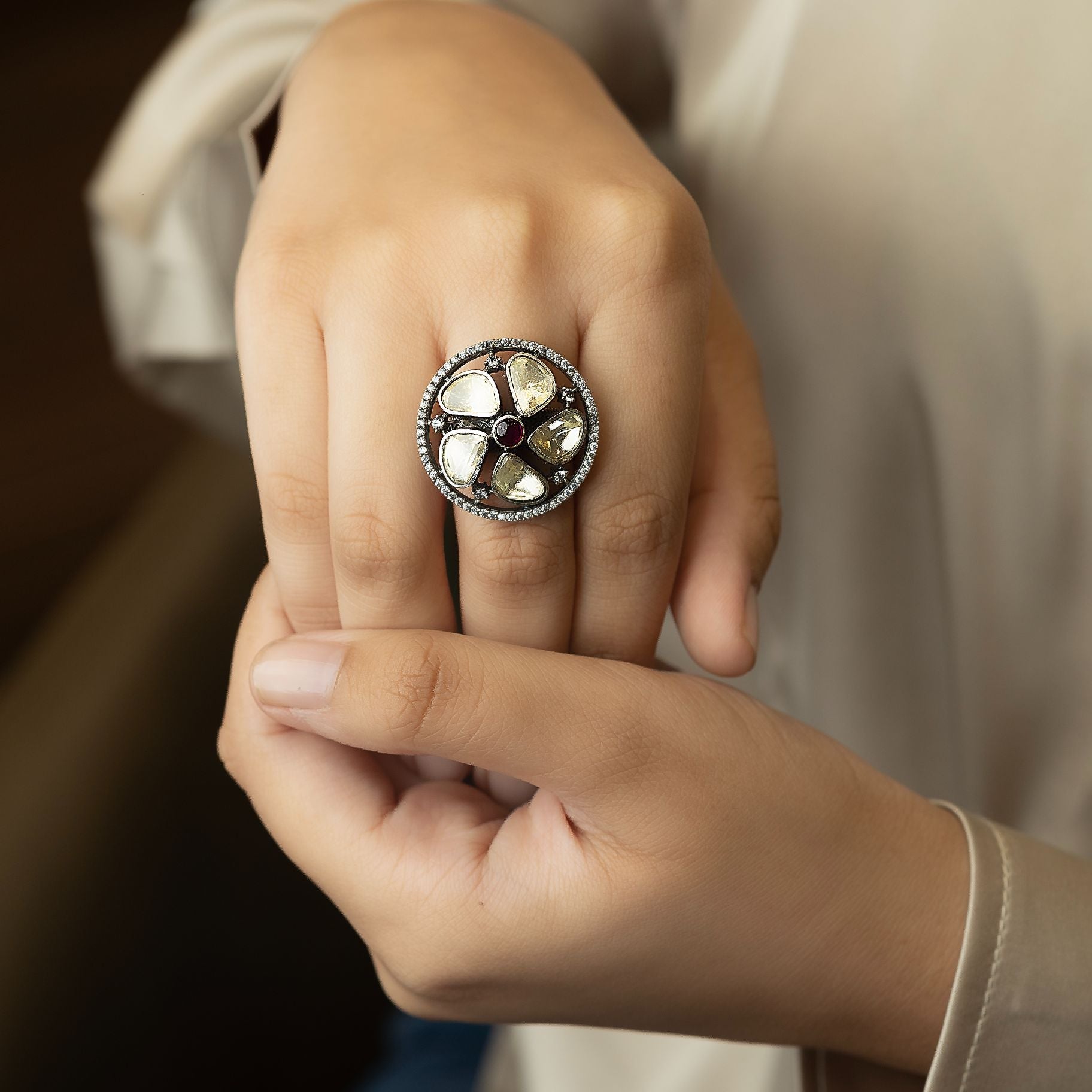 Authentic Flory Polki Statement Ring silverhousebyrj