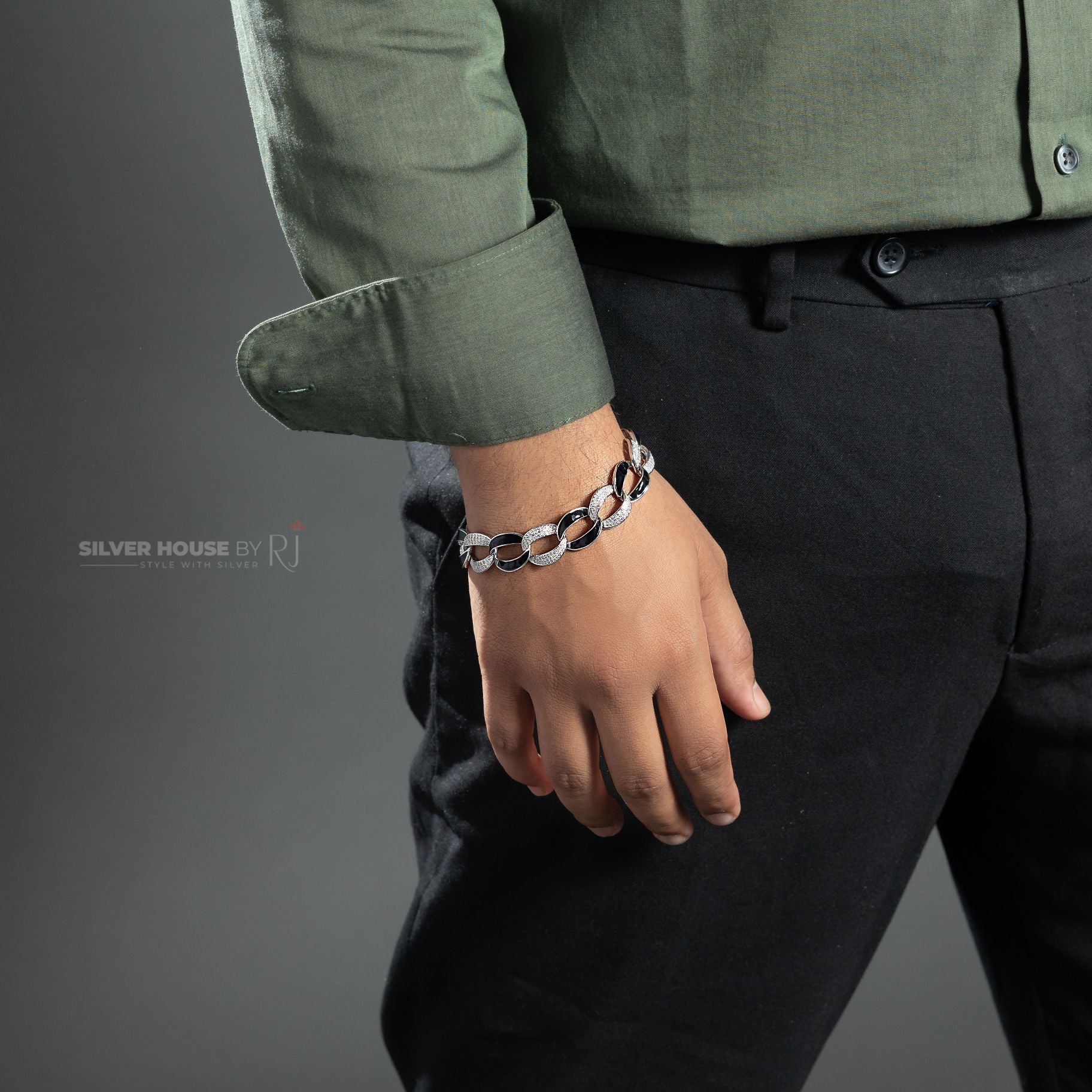 B&W Stone Studded Italian Bracelet silverhousebyrj