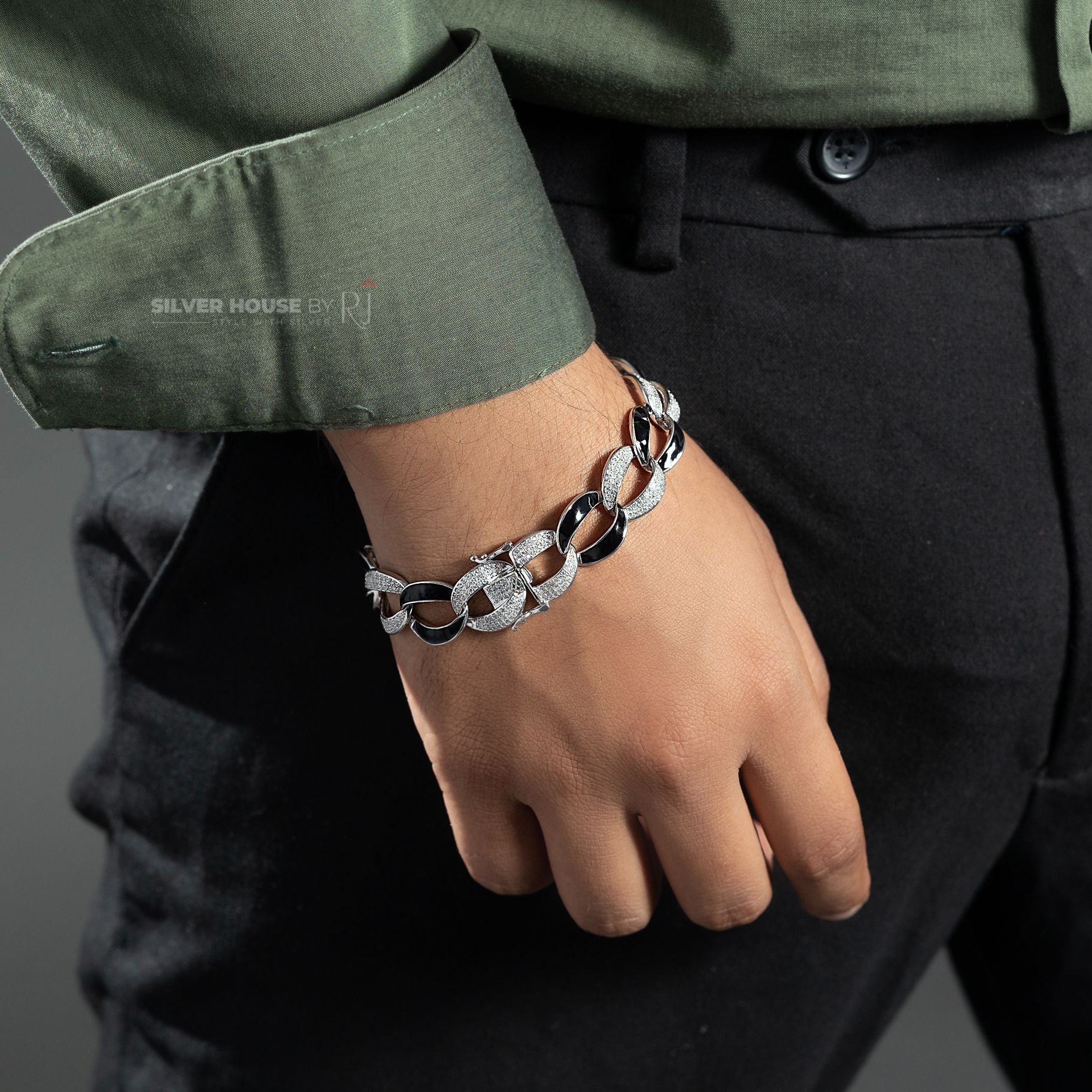 B&W Stone Studded Italian Bracelet silverhousebyrj