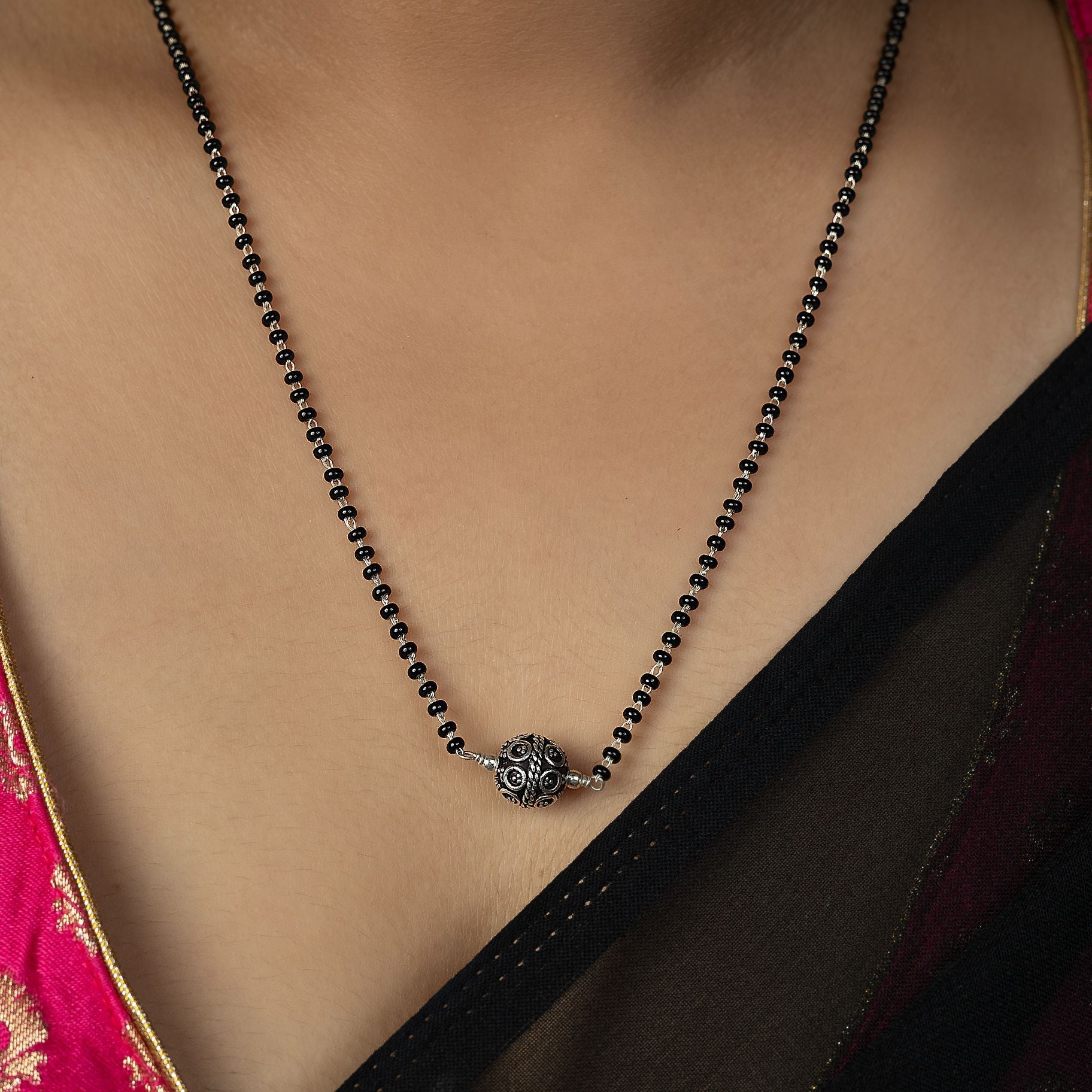 Black Moti Mangalsutra silverhousebyrj