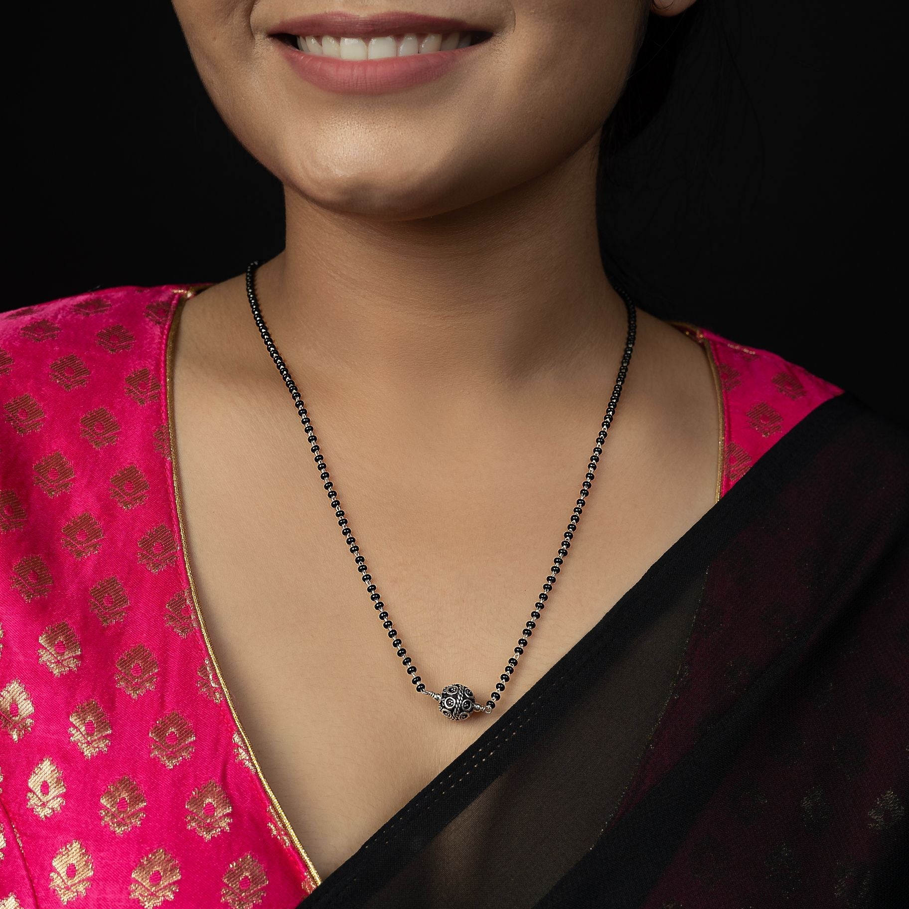 Black Moti Mangalsutra silverhousebyrj