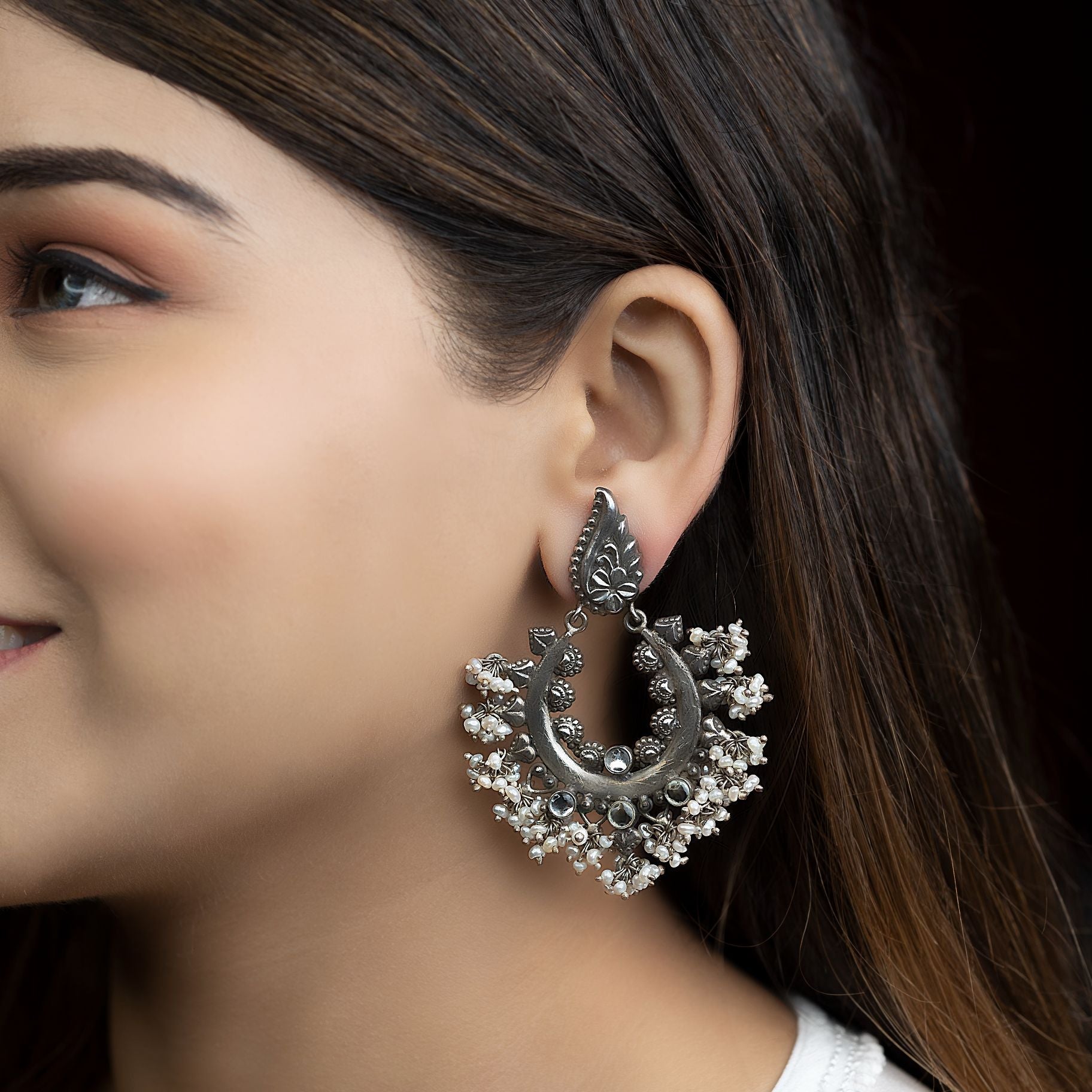 Chand Bali Pearl Drops Earrings silverhousebyrj