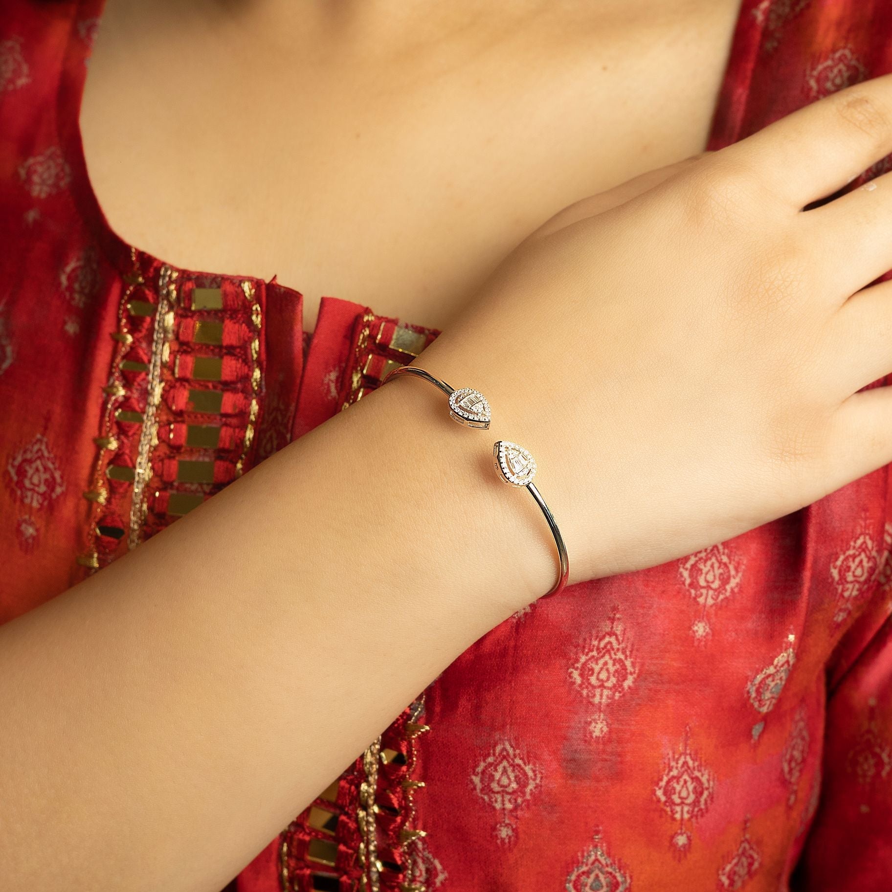 Charming Bangle with Stone Studded Drops at the end silverhousebyrj
