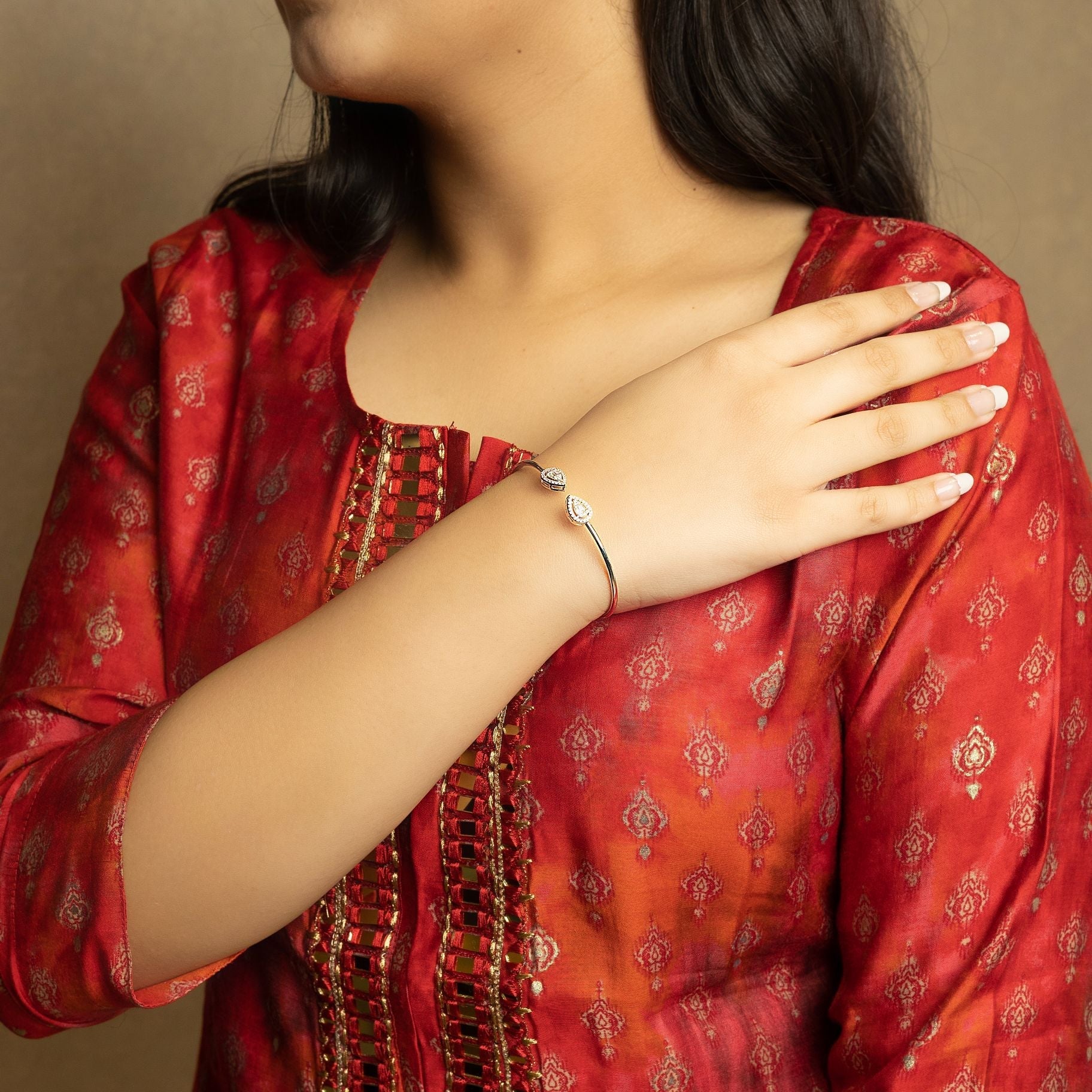 Charming Bangle with Stone Studded Drops at the end silverhousebyrj