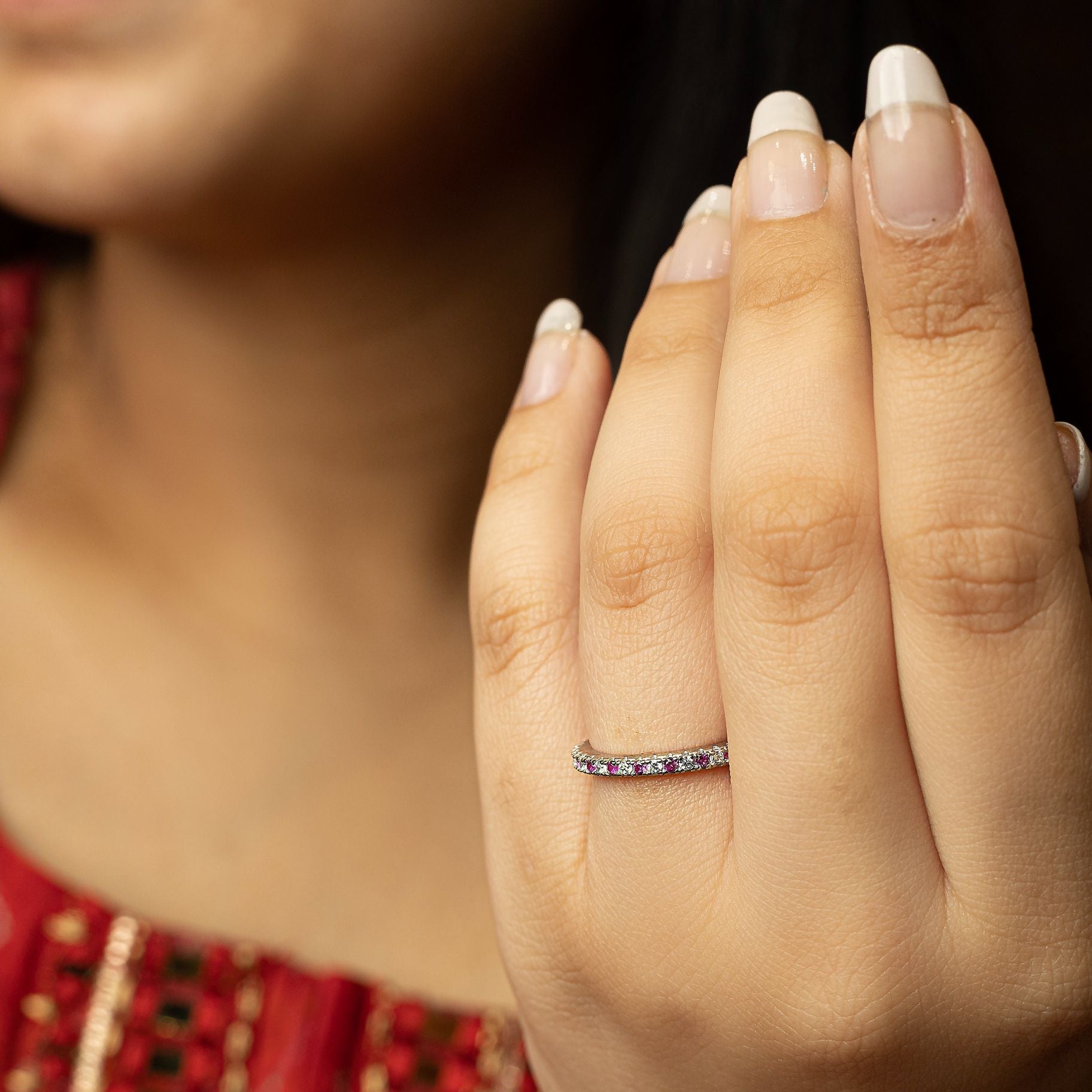 Charming Dual Shade Stone Studded Band Ring silverhousebyrj