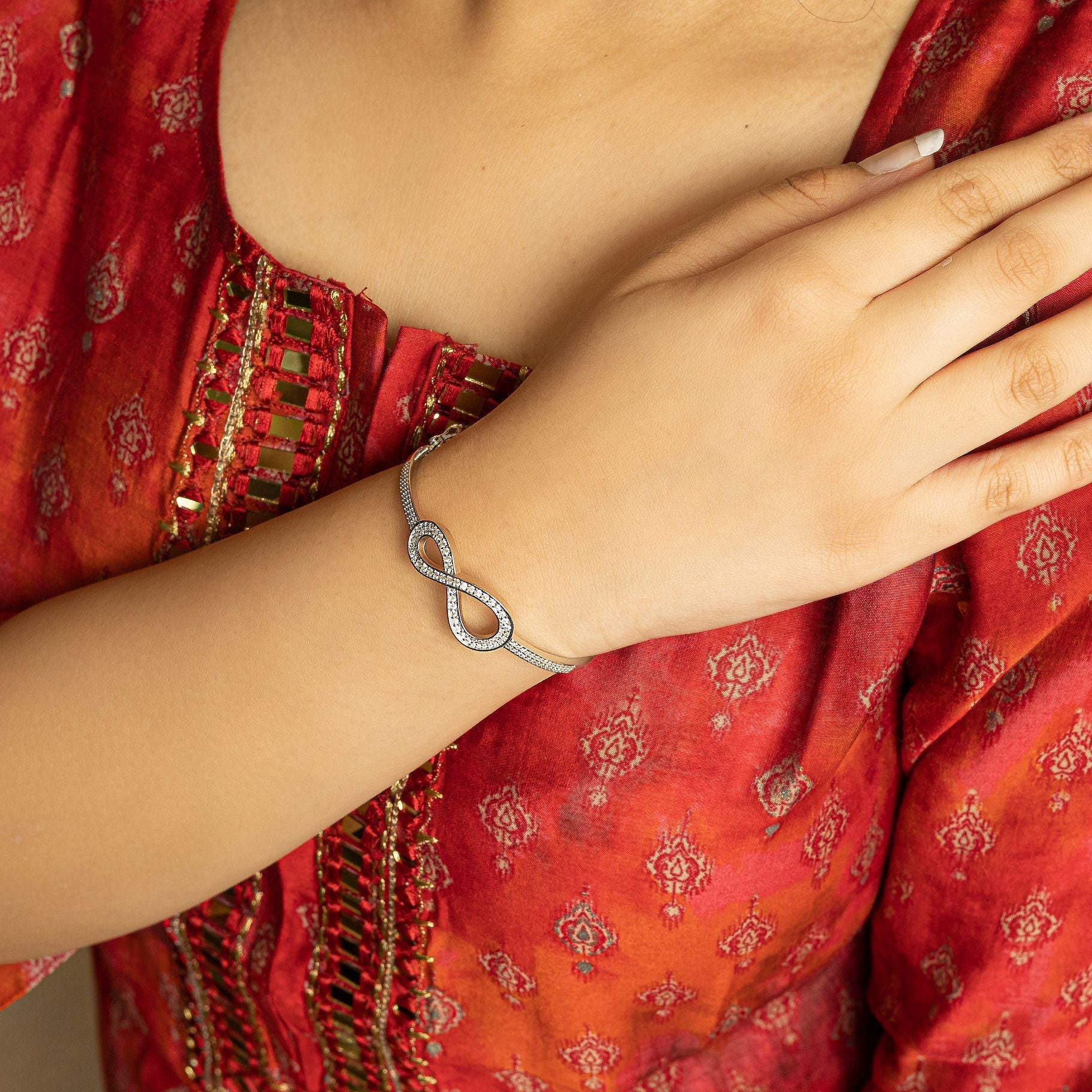 Charming Infinite Rhodium Plated Bangle silverhousebyrj