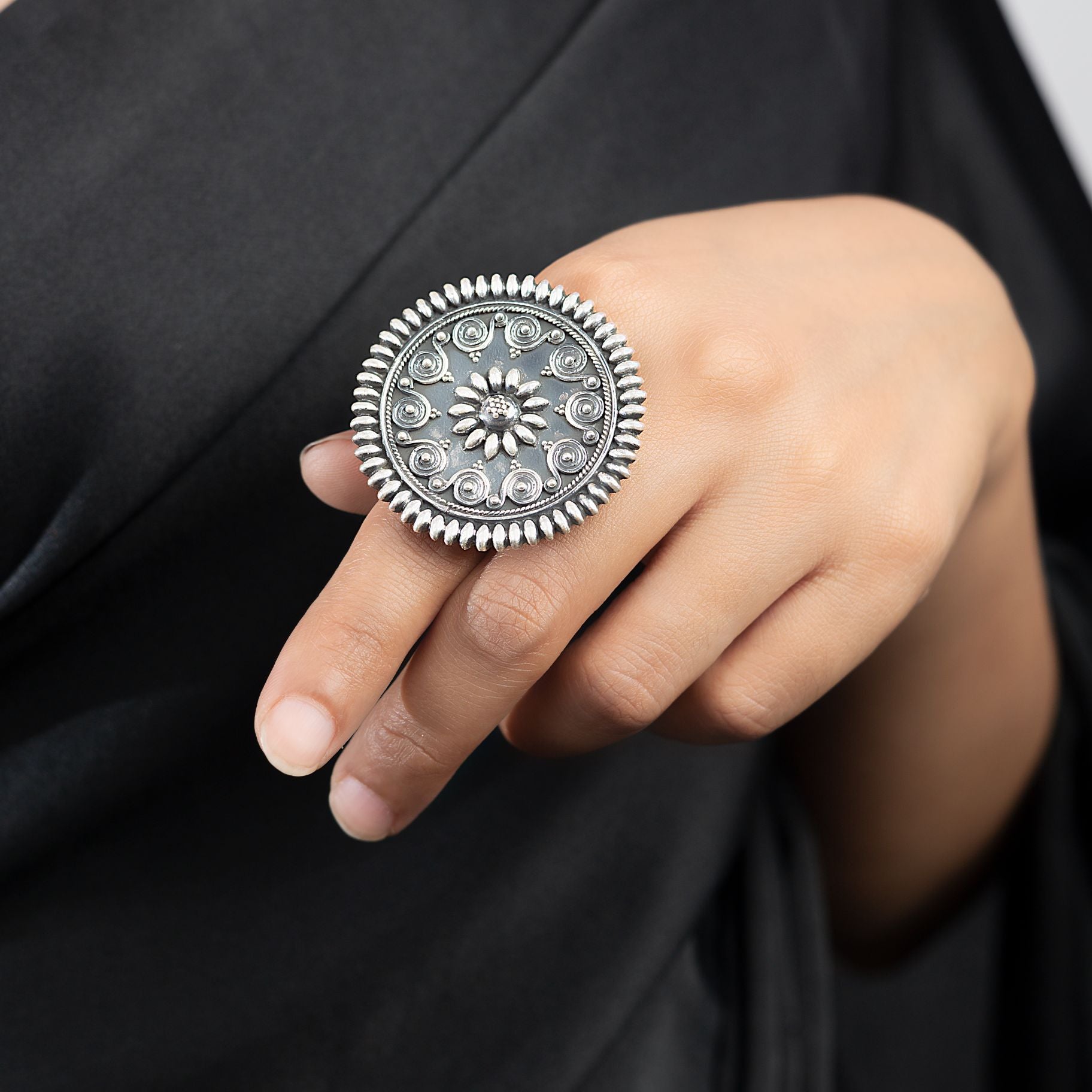 Charming Silver Flower Ring with Petals silverhousebyrj