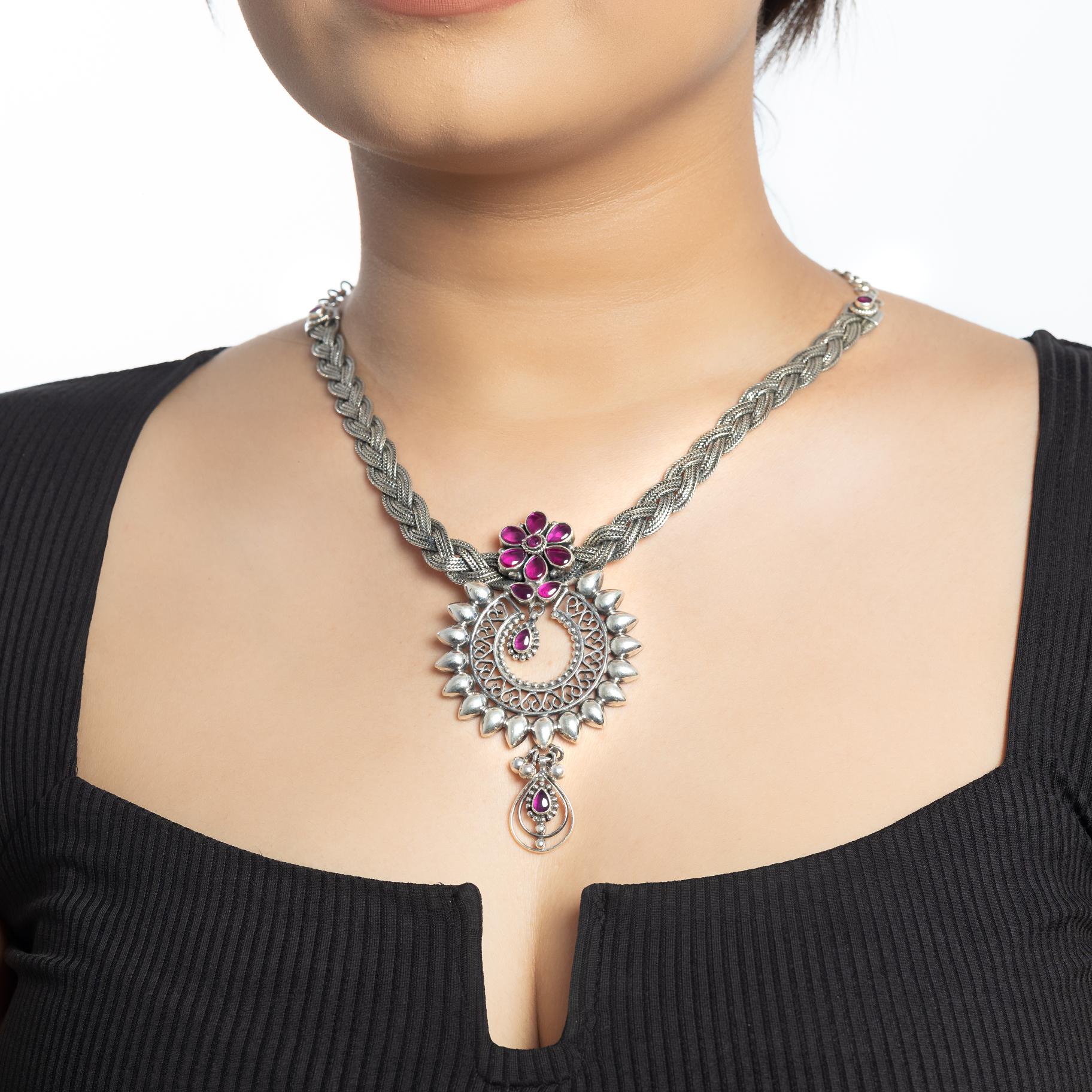 Oxidised knot Style Necklace