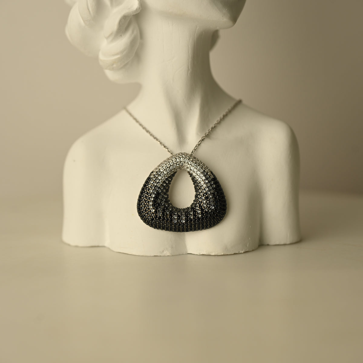 Black Crystal Teardrop Pendant Necklace