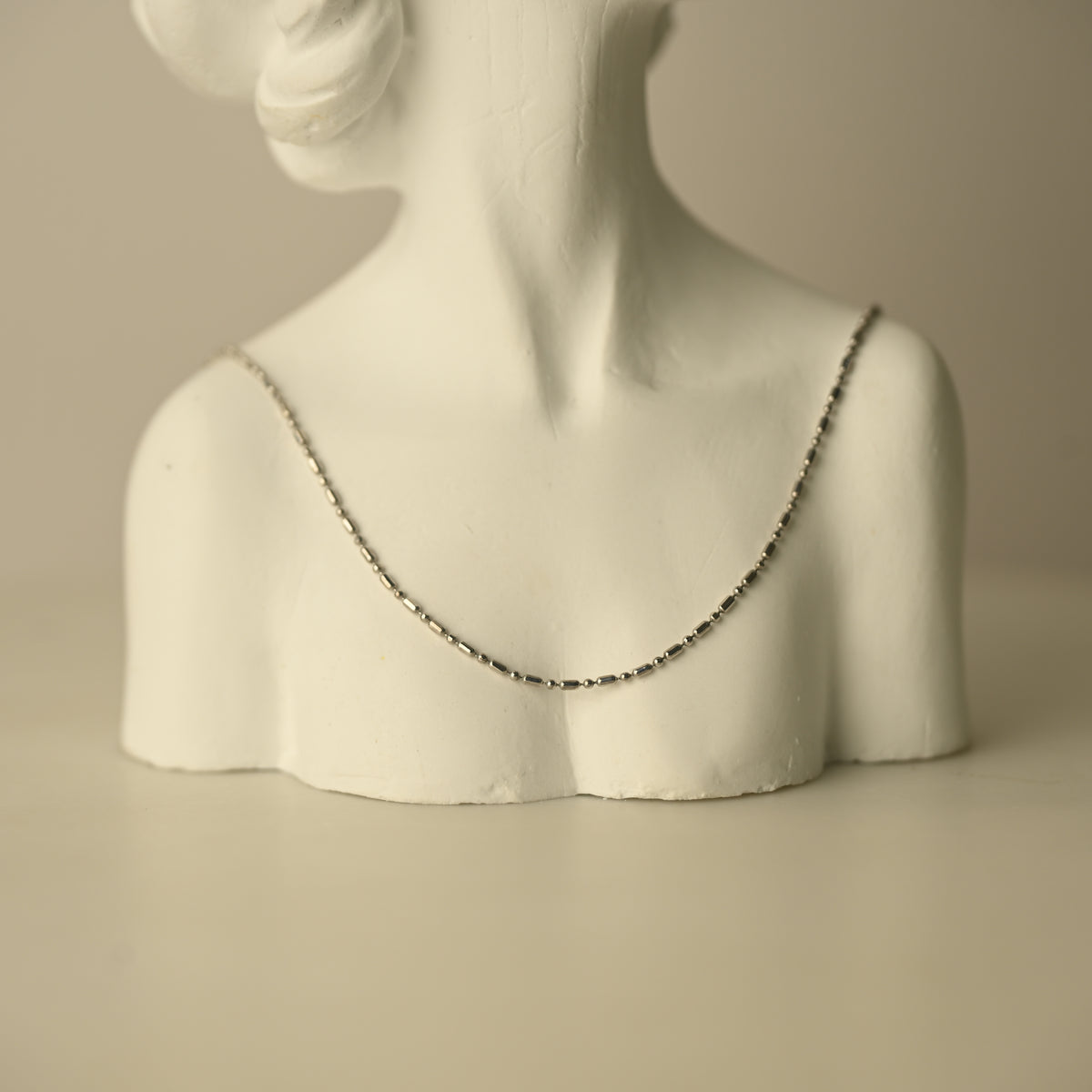 Silver Beaded Chain Necklace