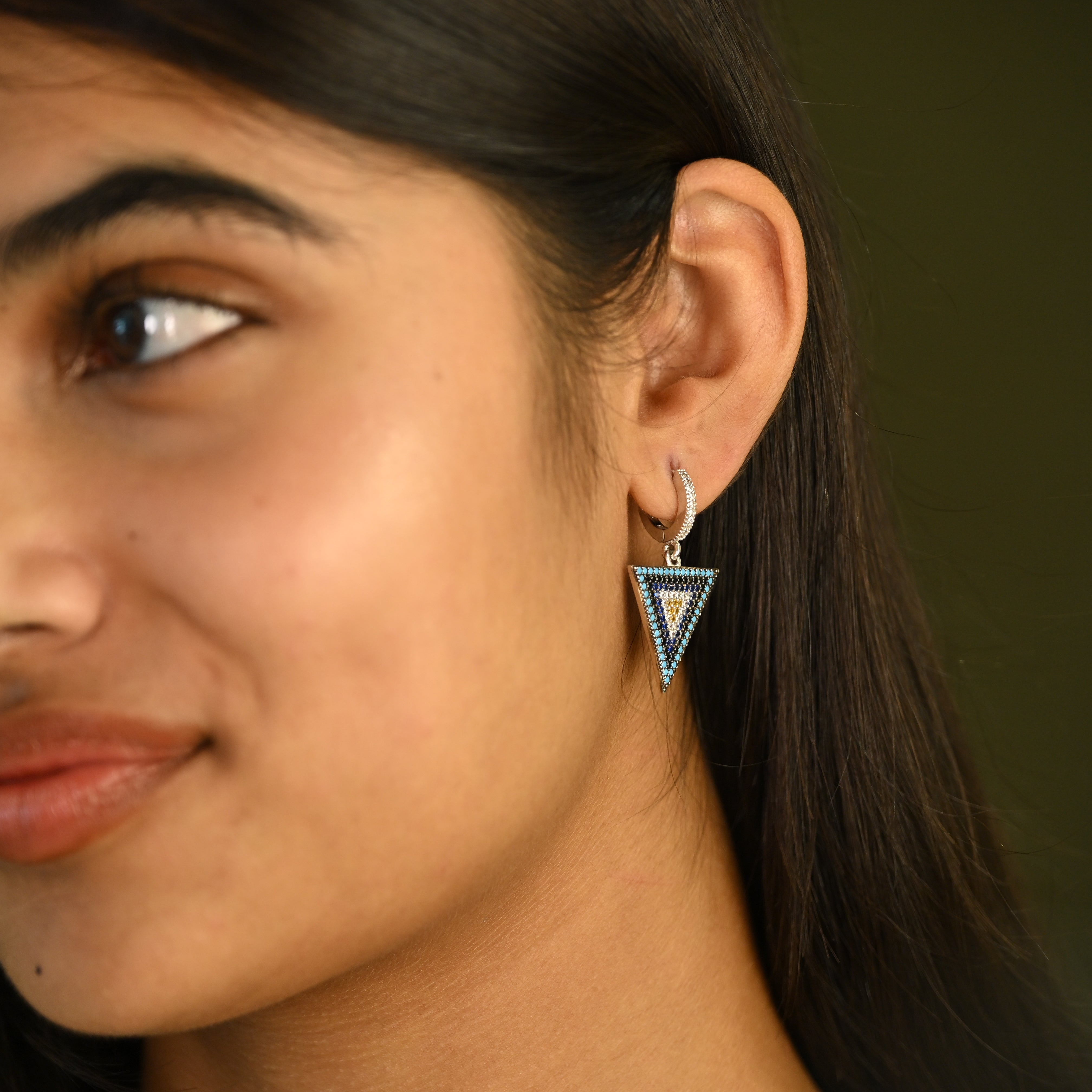 Blue Triangle Necklace & Earring Set