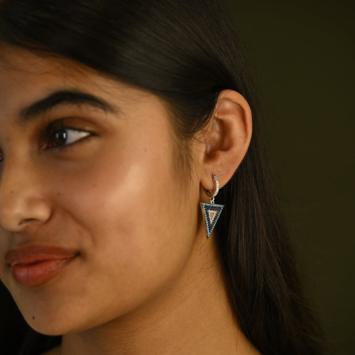 Blue Triangle Necklace & Earring Set
