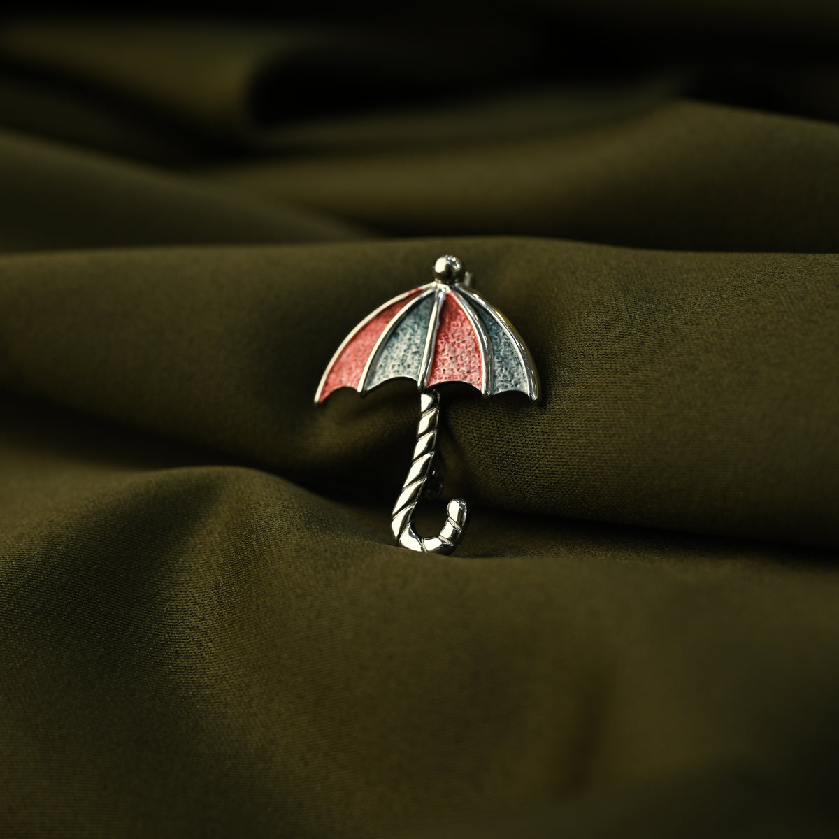 Red & Silver Umbrella Brooch