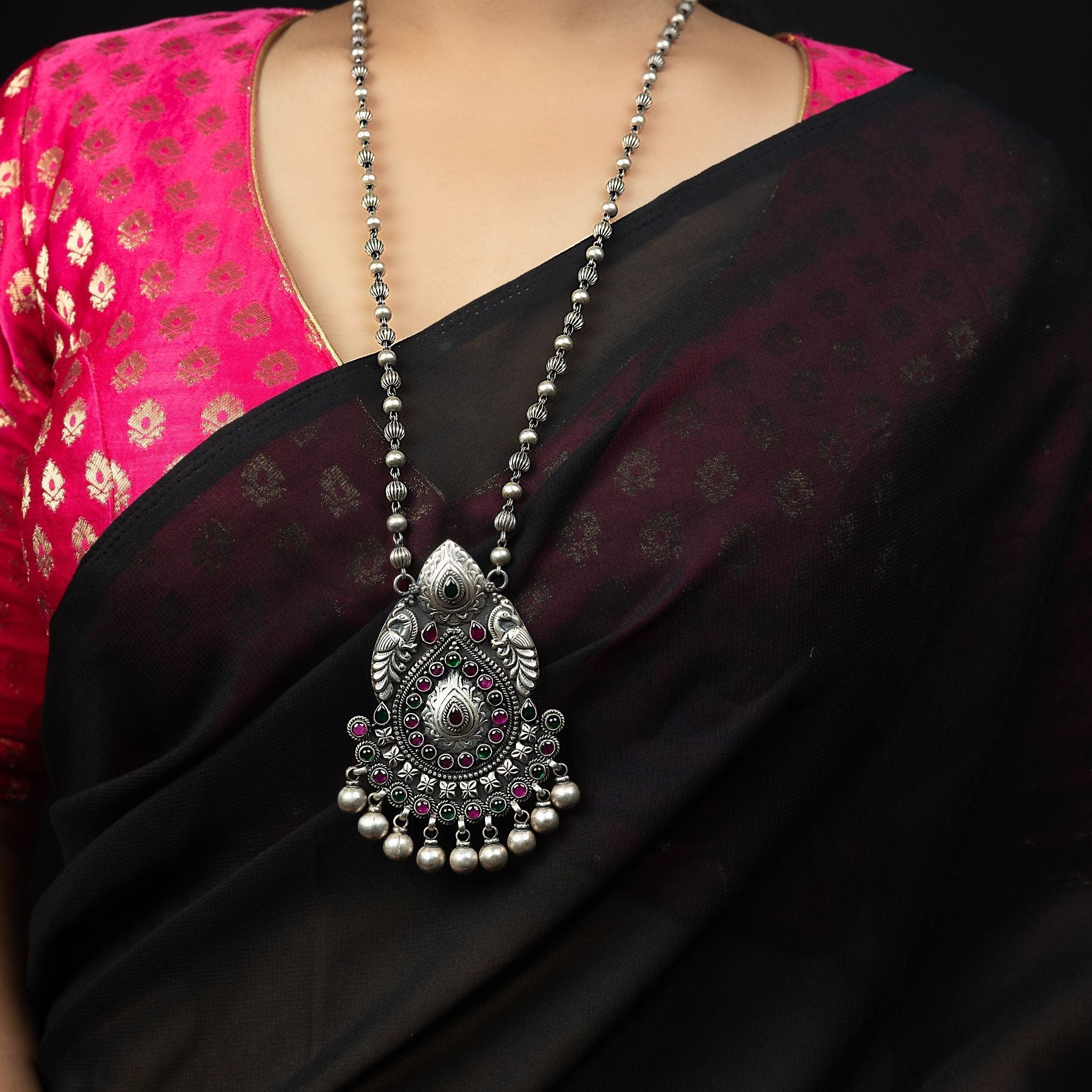 Delightful Long Necklace With Matar Mala silverhousebyrj