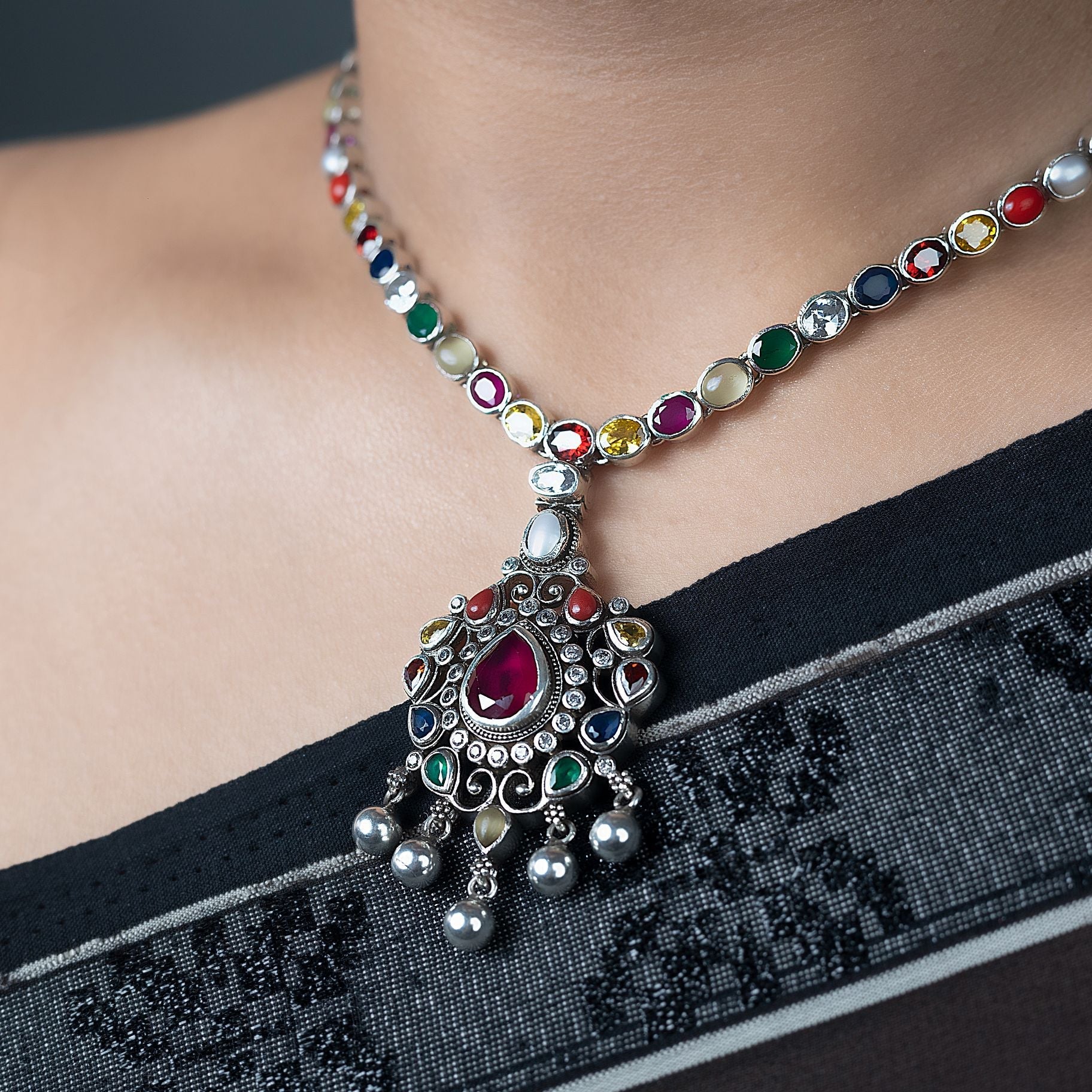 Delightful Navratna necklace silverhousebyrj