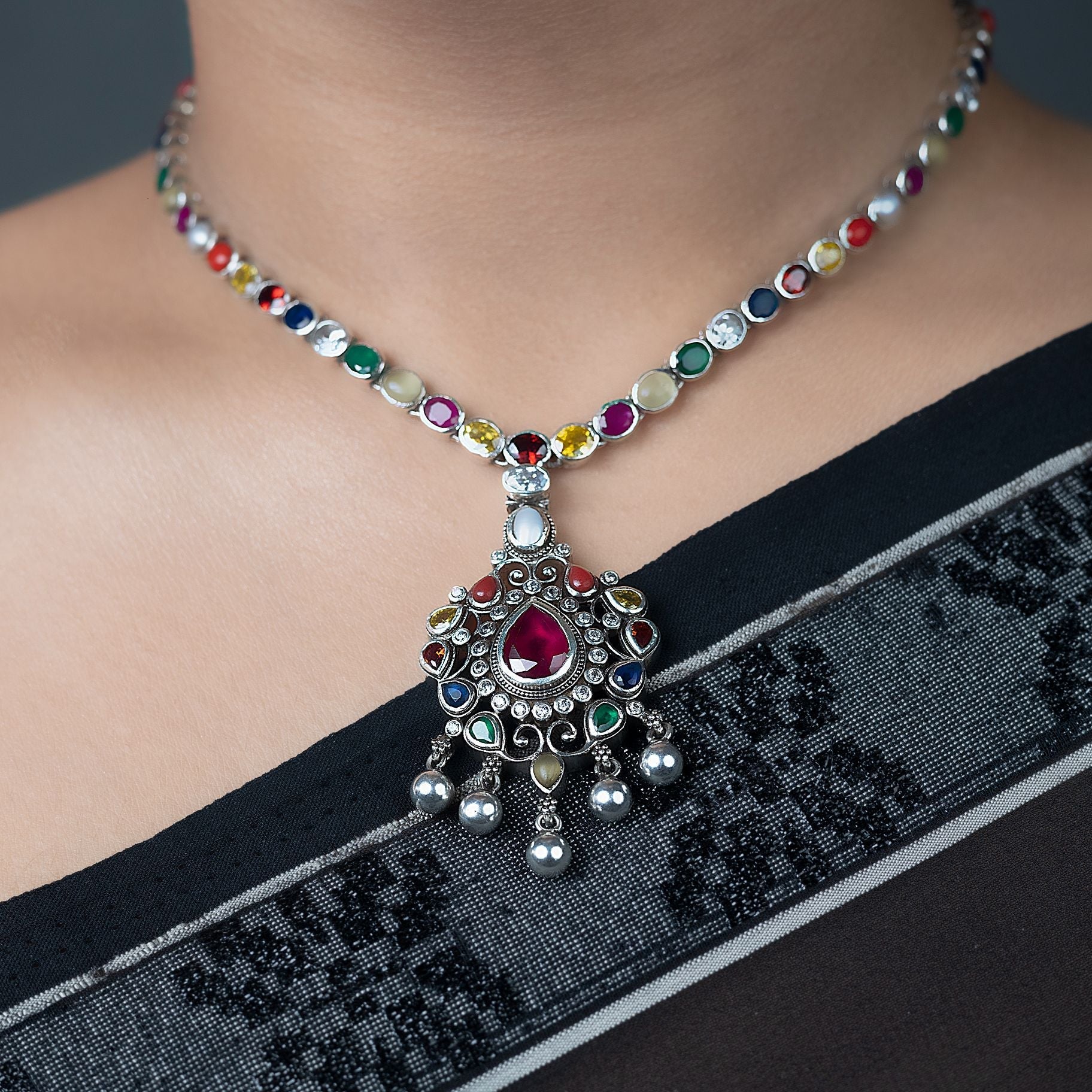 Delightful Navratna necklace silverhousebyrj
