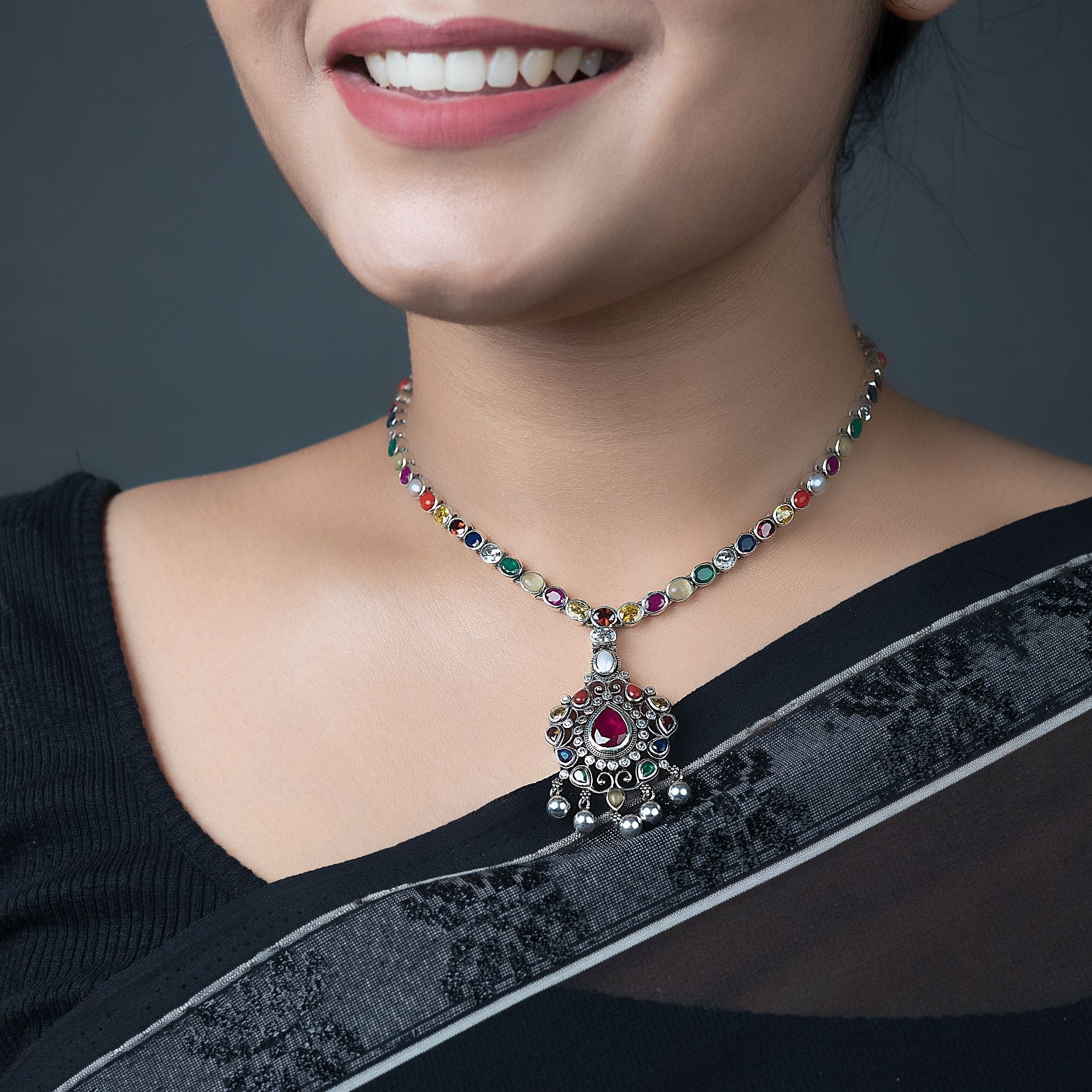 Delightful Navratna necklace silverhousebyrj