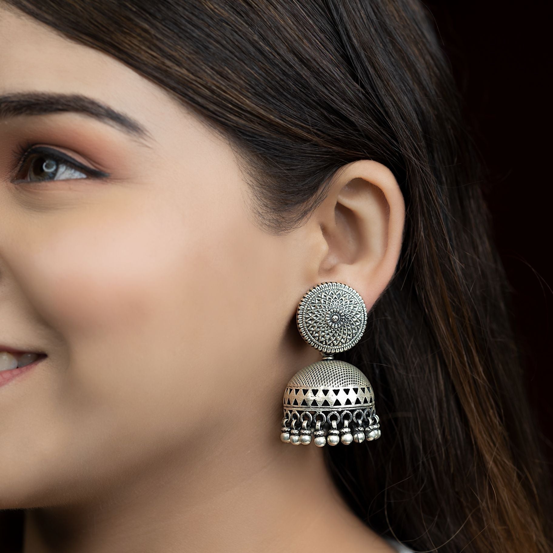 Disk Shaped Round Jhumka silverhousebyrj