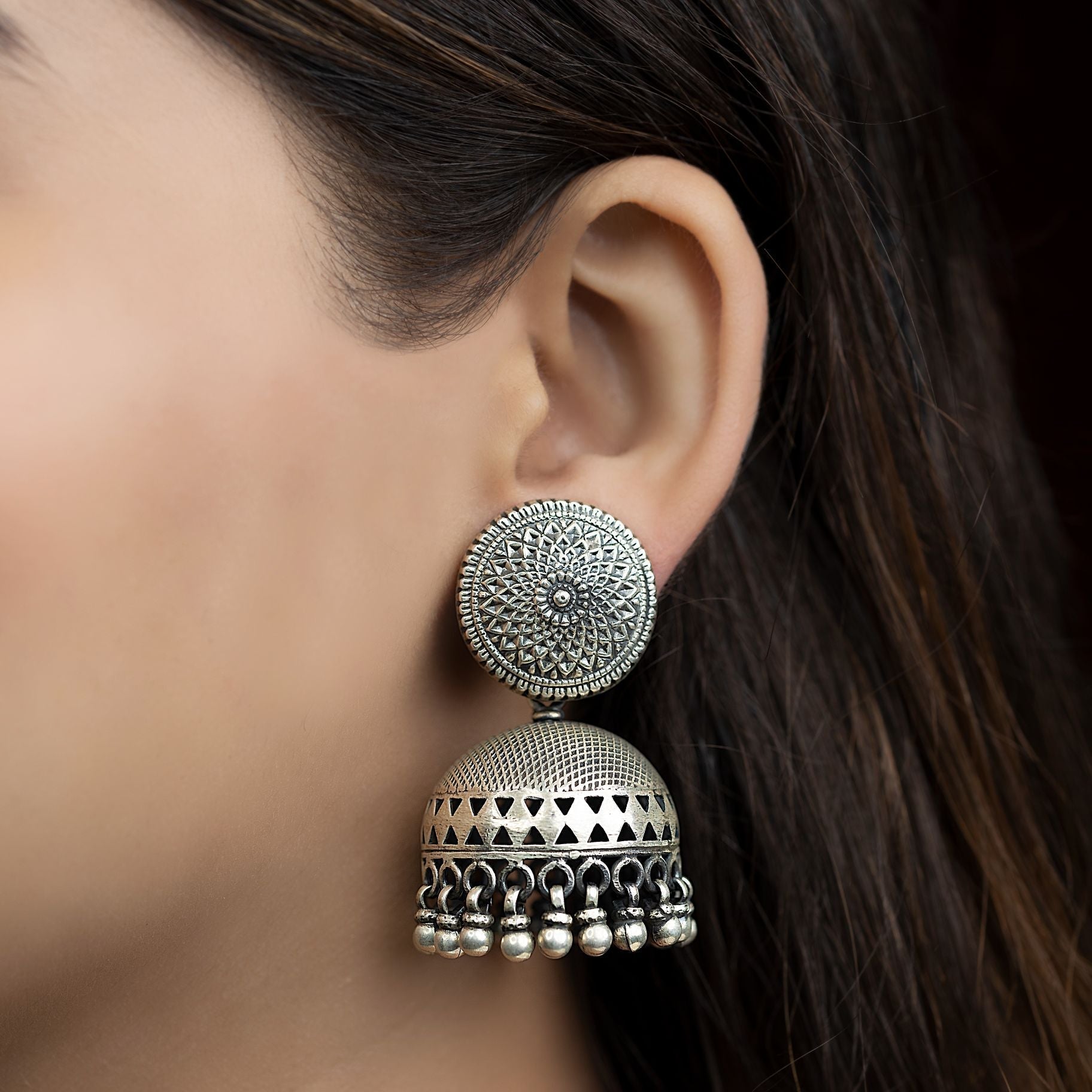Disk Shaped Round Jhumka silverhousebyrj